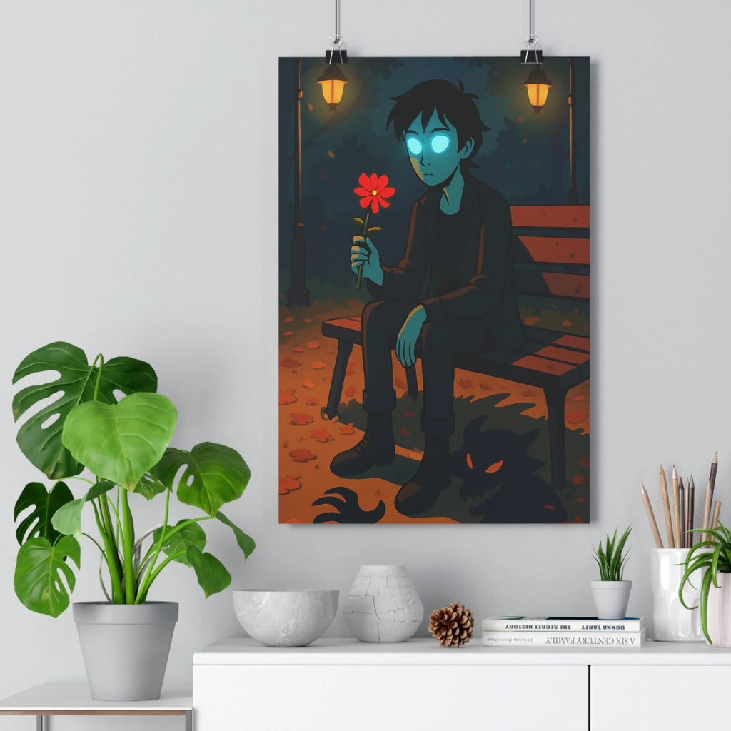 Poster décoratif mystique lumineux rouge sombre romantique salon chambre bureau moderne art vibrant qualité
