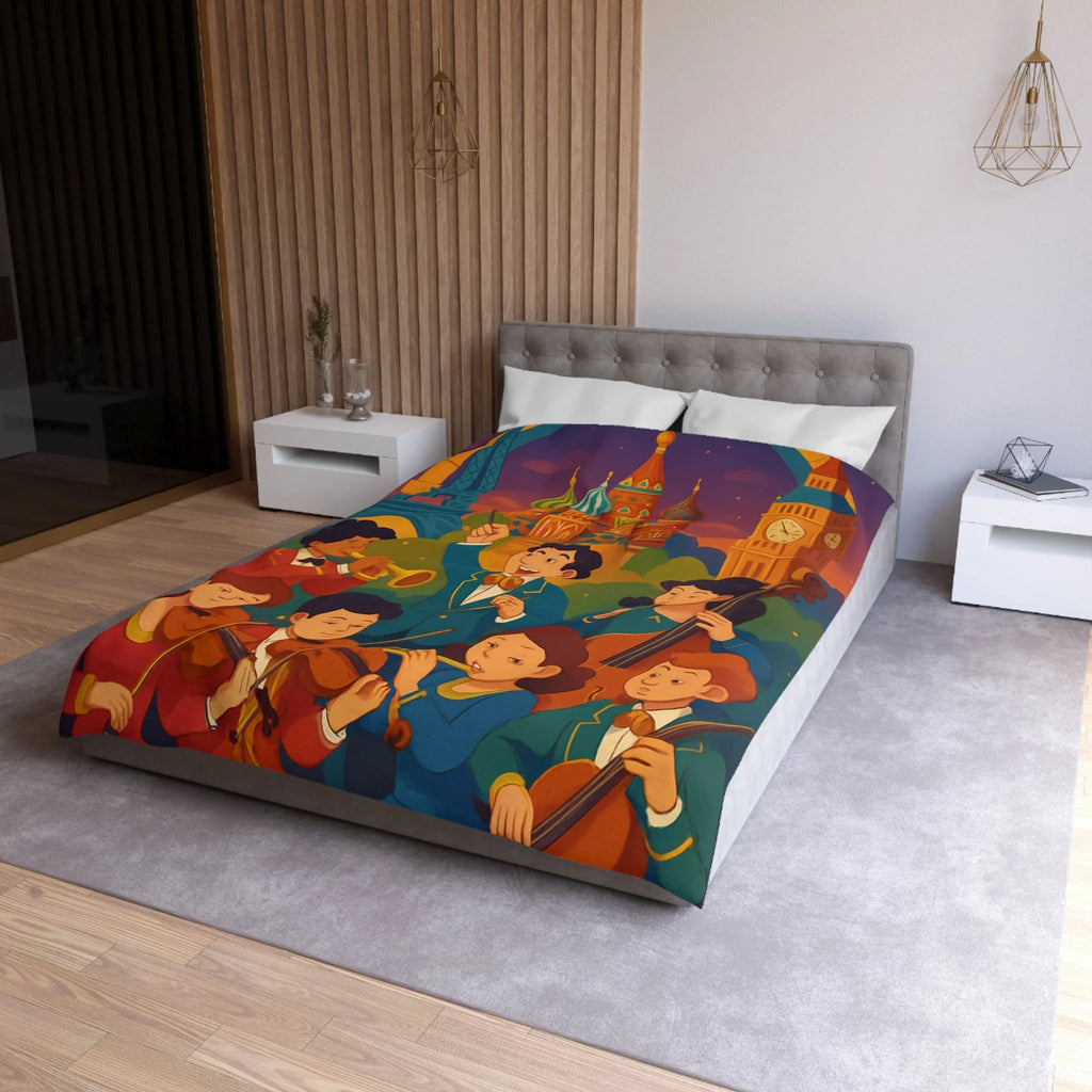 Housse de Couette Microfibre Motif Créatif Original Style Contemporain Chambre Élégante
