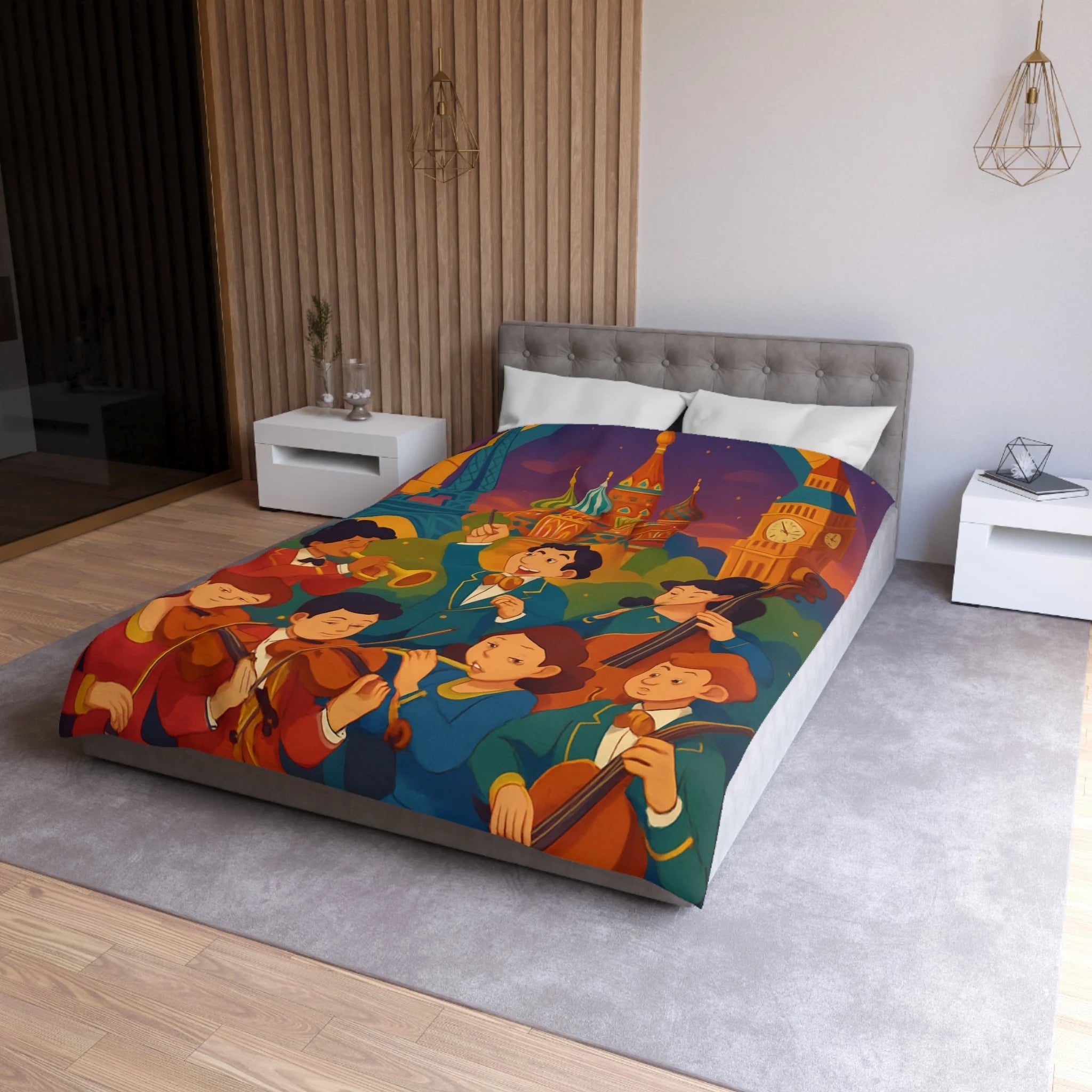 Housse de Couette Microfibre Motif Créatif Original Style Contemporain Chambre Élégante