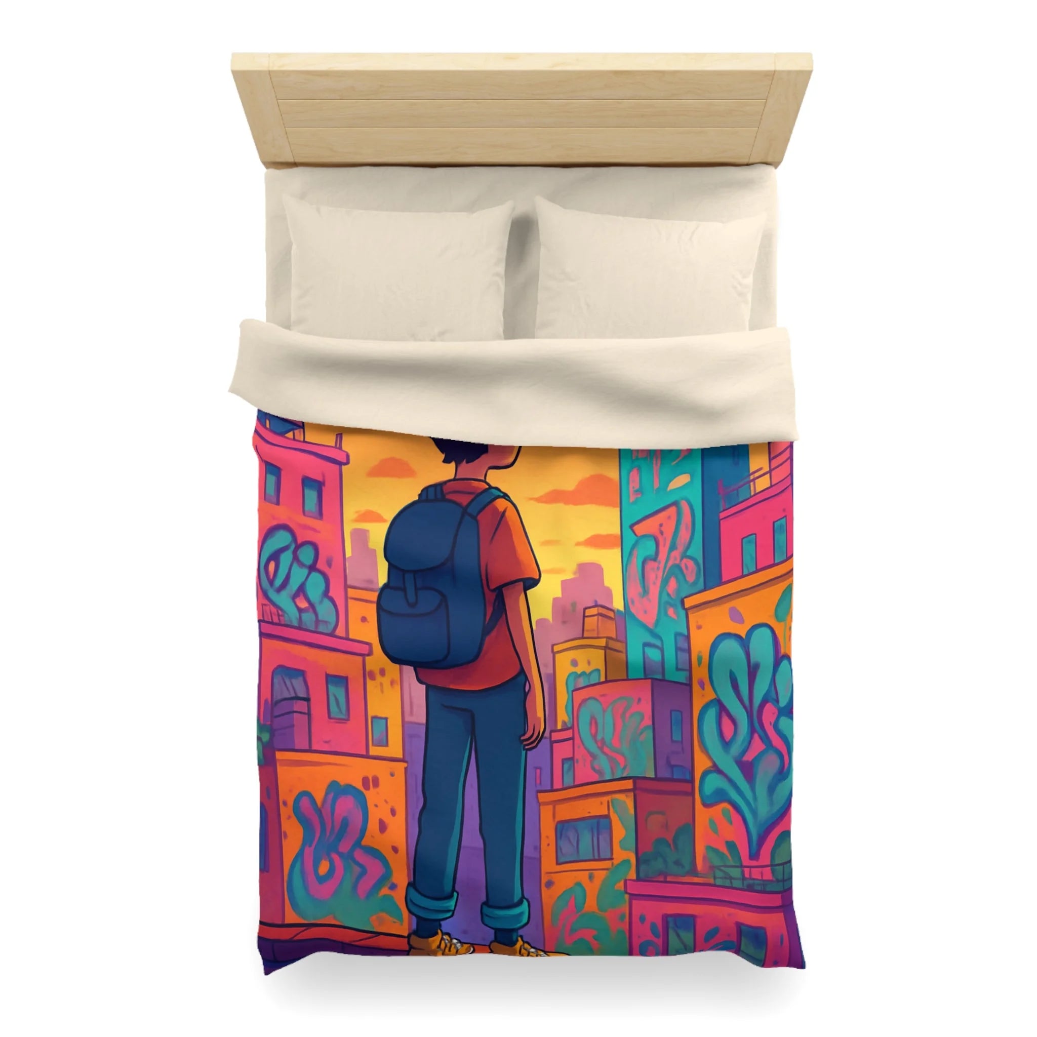 Housse de Couette Microfibre Design Artistique Moderne Décoration Chambre Confort Premium