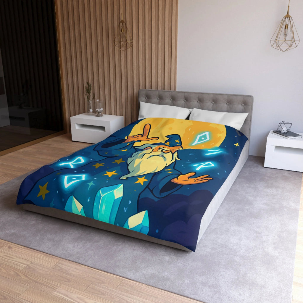 Housse de couette sorcier mystique avec cristaux et lune brillante magique