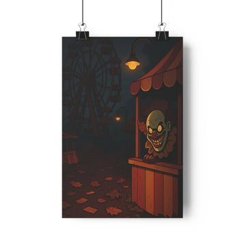 Poster décoratif dessin animé coloré sombre orange mystique chambre horreur clown fête foraine effrayant