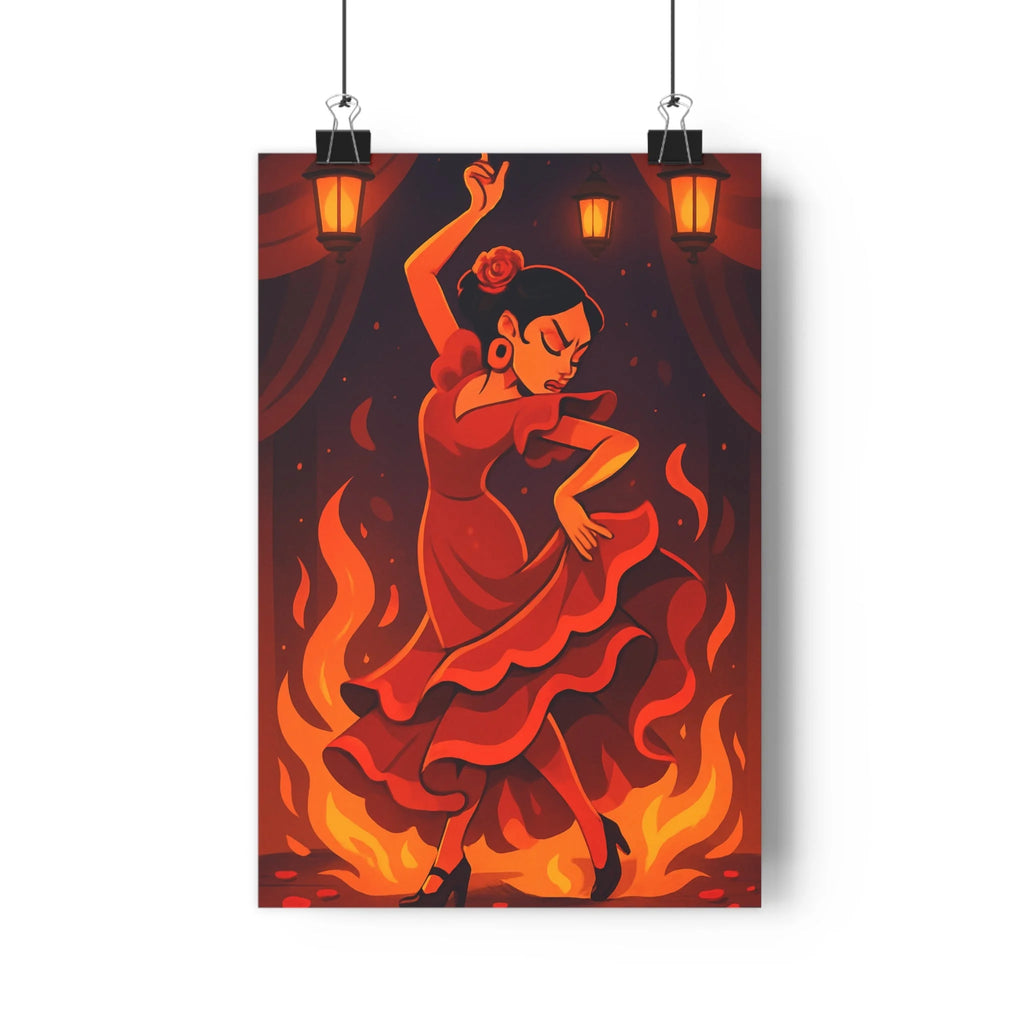 Poster décoratif moderne danseuse flammes rouge orange passionné artistique salon chambre bureau 30x46 qualité