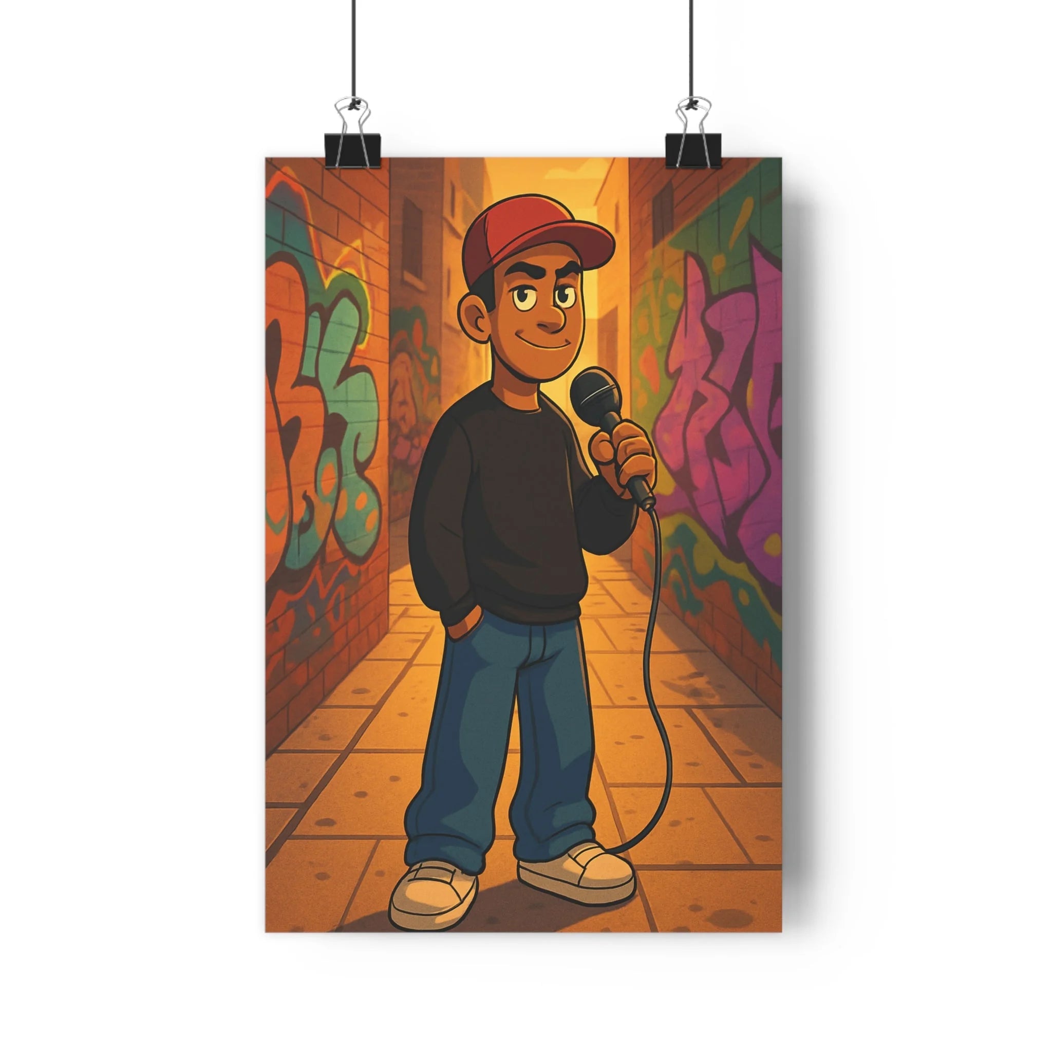 Poster décoratif graffiti animé urbain coloré dynamique moderne chambre salon bureau 30x46 garçon mural