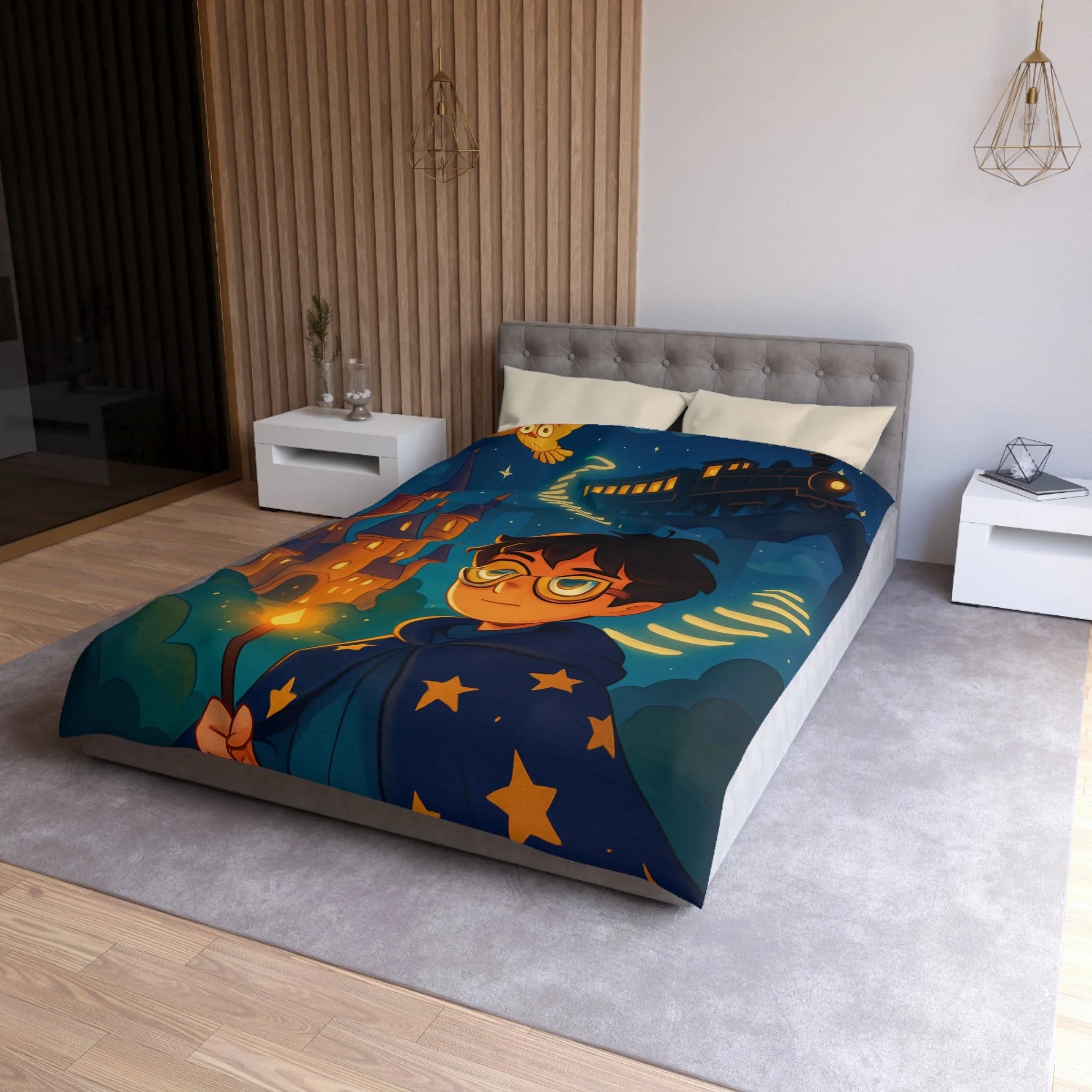 Housse de Couette Microfibre Motif Créatif Original Style Contemporain Chambre Élégante