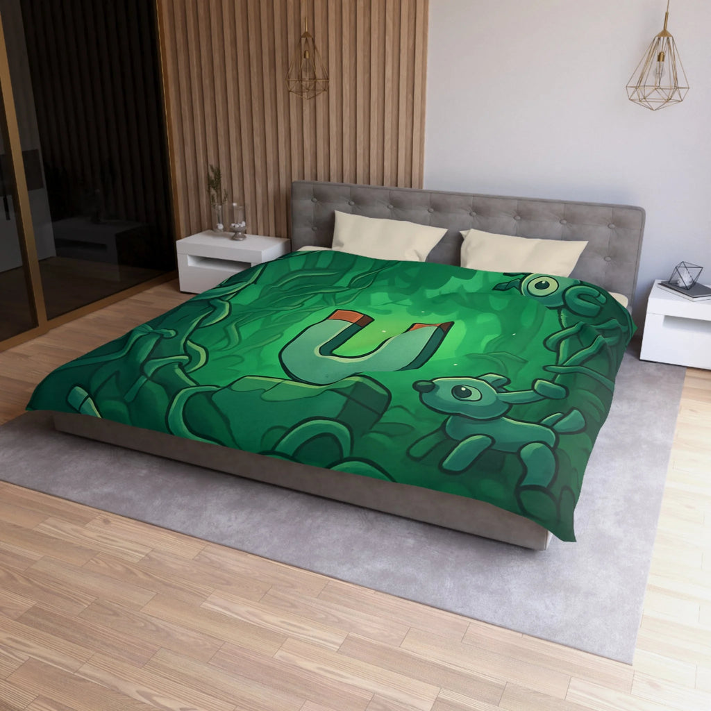 Housse de couette verte forêt magnétique animaux déco pour chambre enfants imaginative