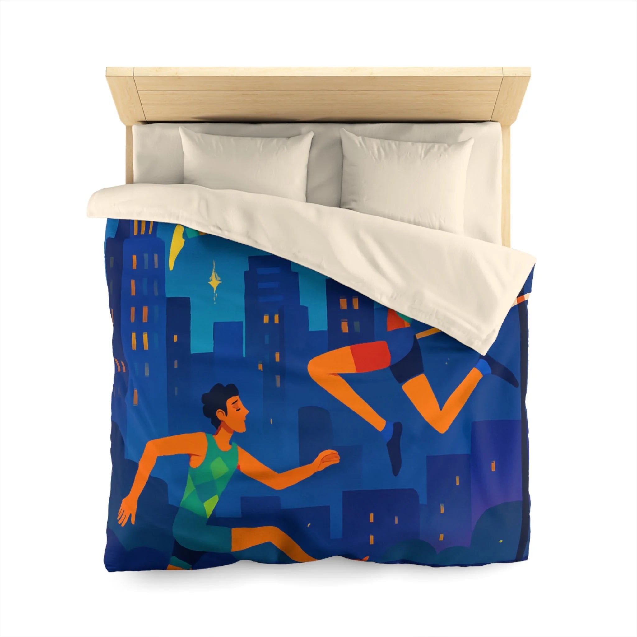 Housse de Couette Sportive avec Sauts et Course en Ville en Couleurs Vives