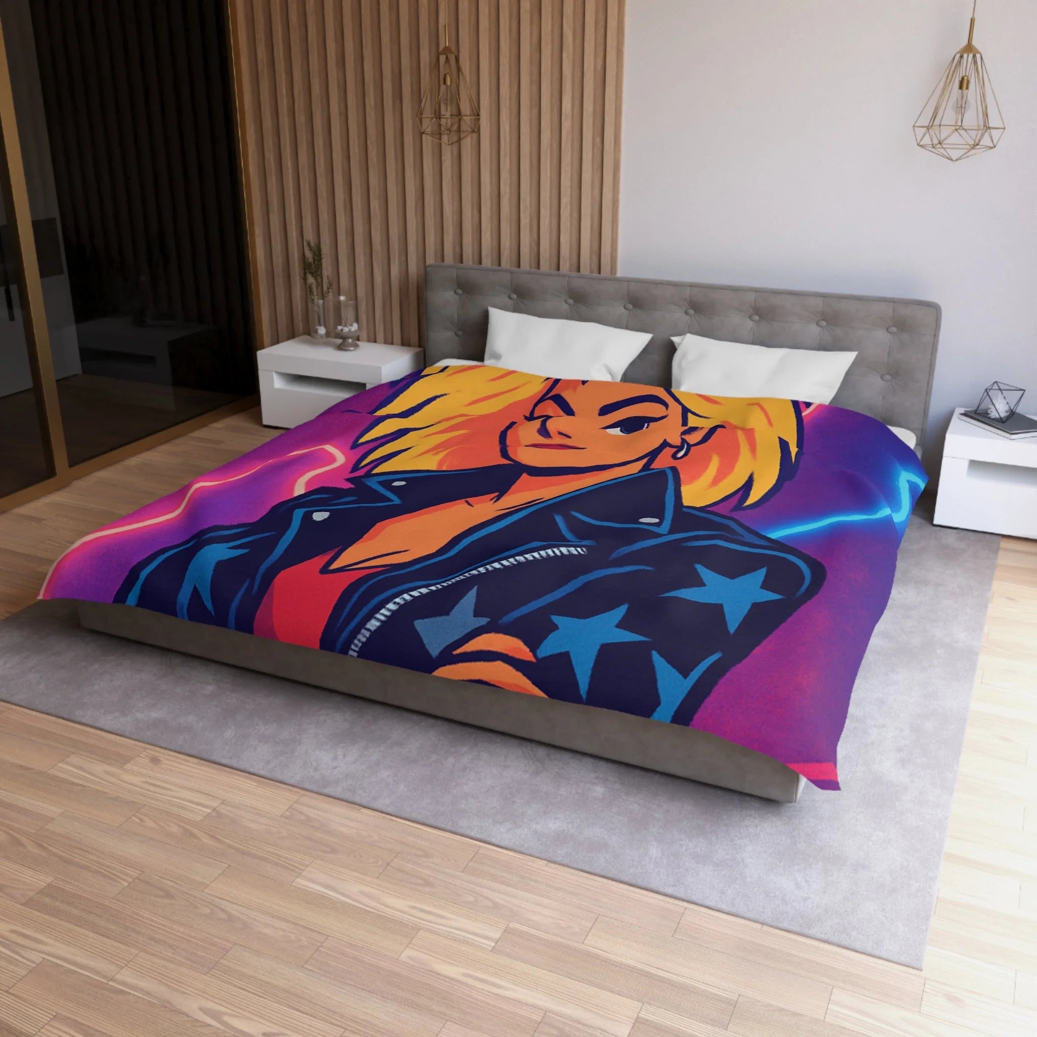 Housse de Couette Microfibre Design Artistique Moderne Décoration Chambre Confort Premium