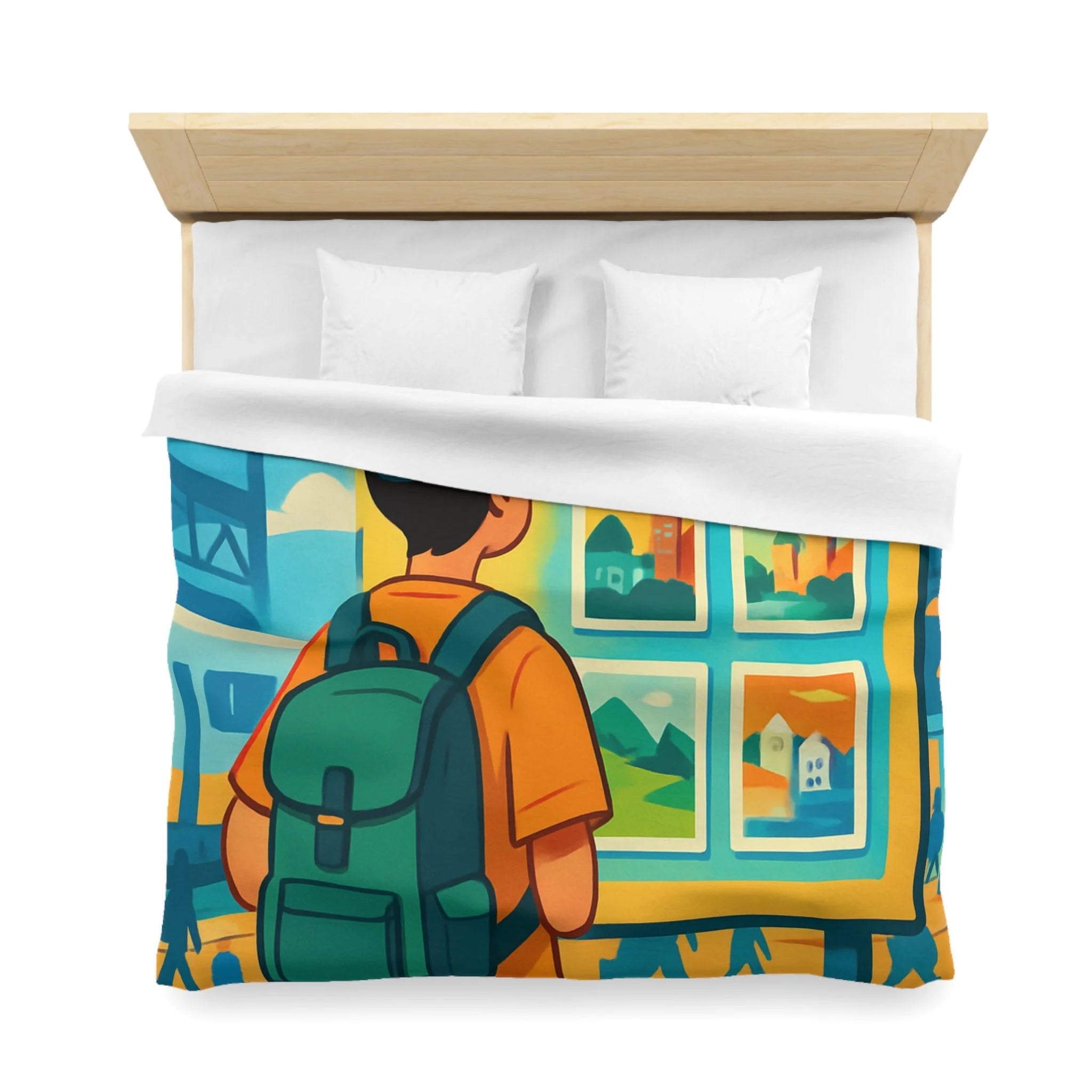 Housse de Couette Microfibre Design Artistique Moderne Décoration Chambre Confort Premium