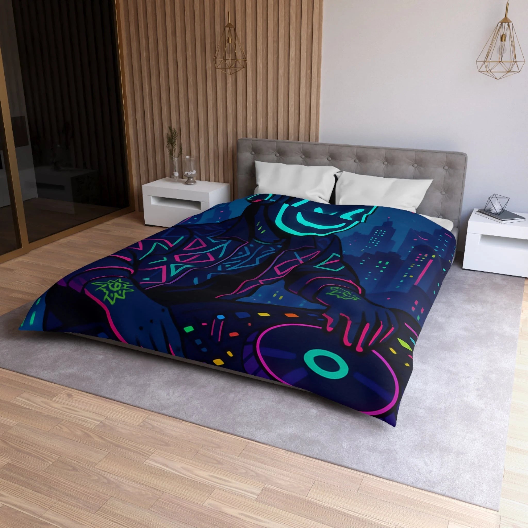 Housse de Couette Microfibre Motif Créatif Original Style Contemporain Chambre Élégante