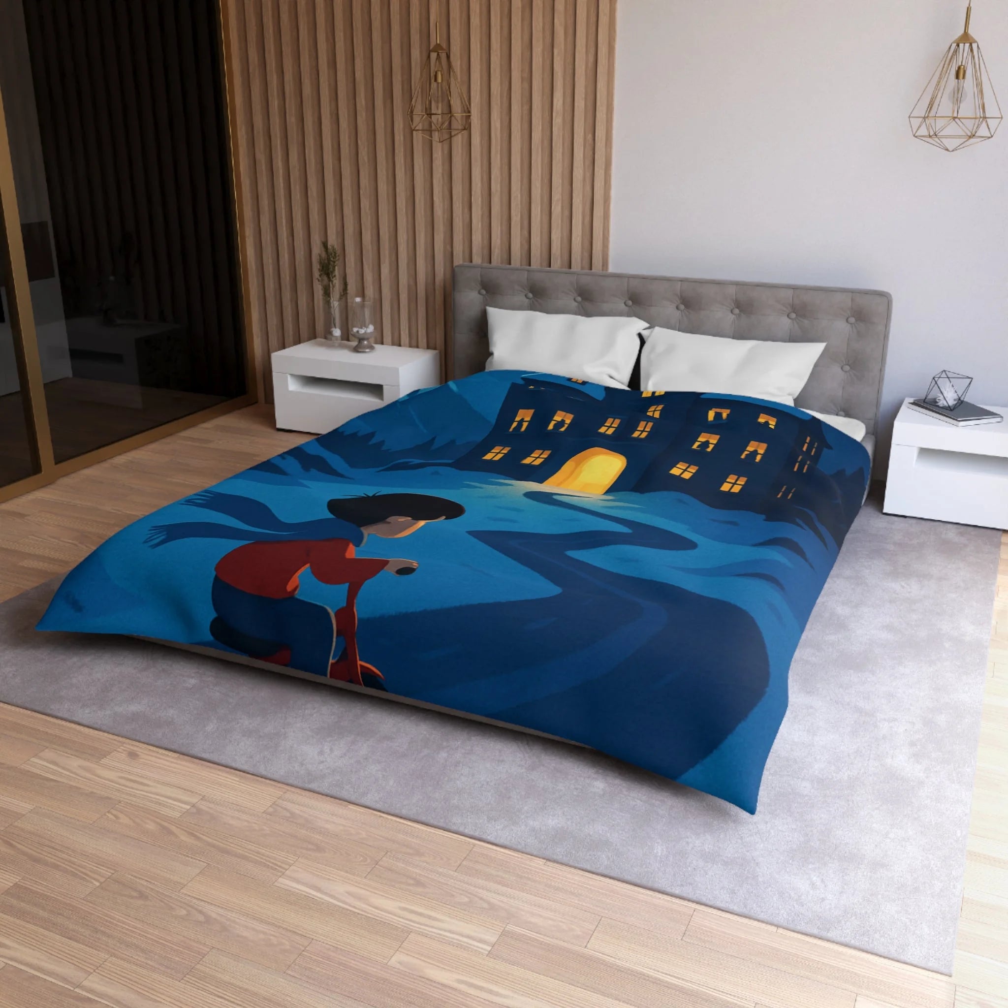 Housse de Couette Microfibre Motif Créatif Original Style Contemporain Chambre Élégante