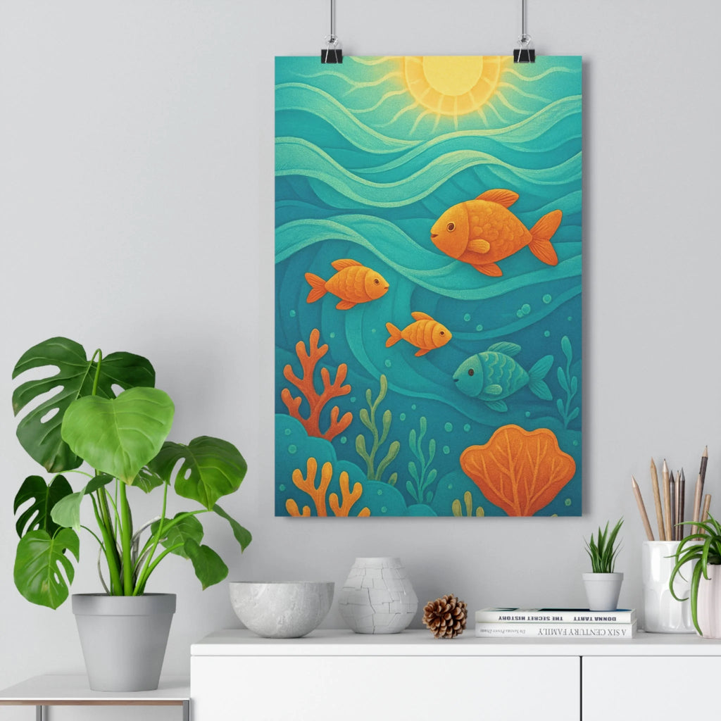 Poster décoratif océan bleu moderne apaisant ambiance salon chambre art murale 30x46 cm qualité
