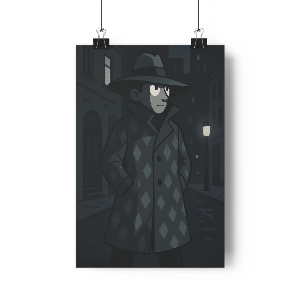 Poster décoratif urbain illustration mystérieuse noir blanc cartoon salon chambre bureau moderne élégant sophistiqué