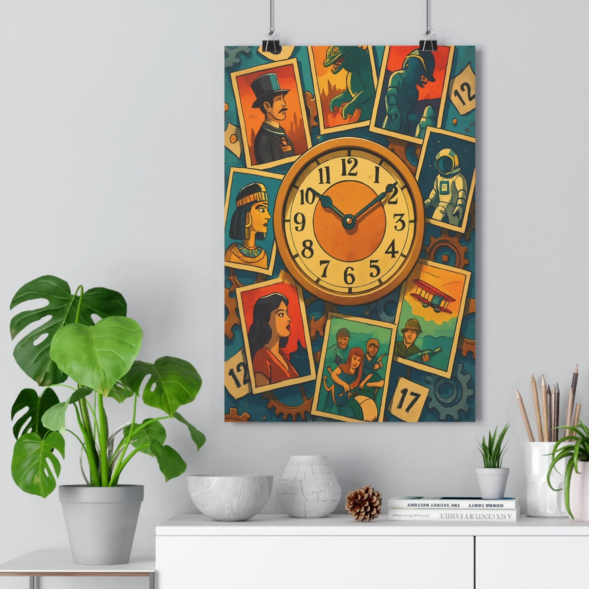 Poster décoratif rétro steampunk art mural vintage salon bureau riche détails visuels captivant intemporel