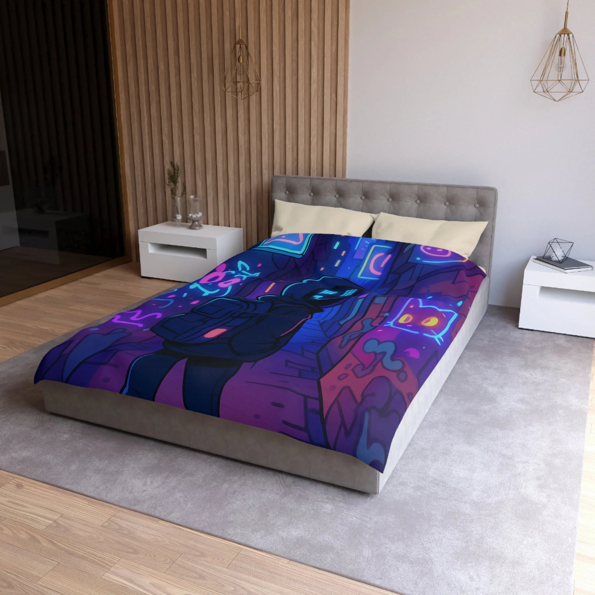 Housse de Couette Microfibre Illustration Unique Design Moderne Décoration Intérieure Raffinée