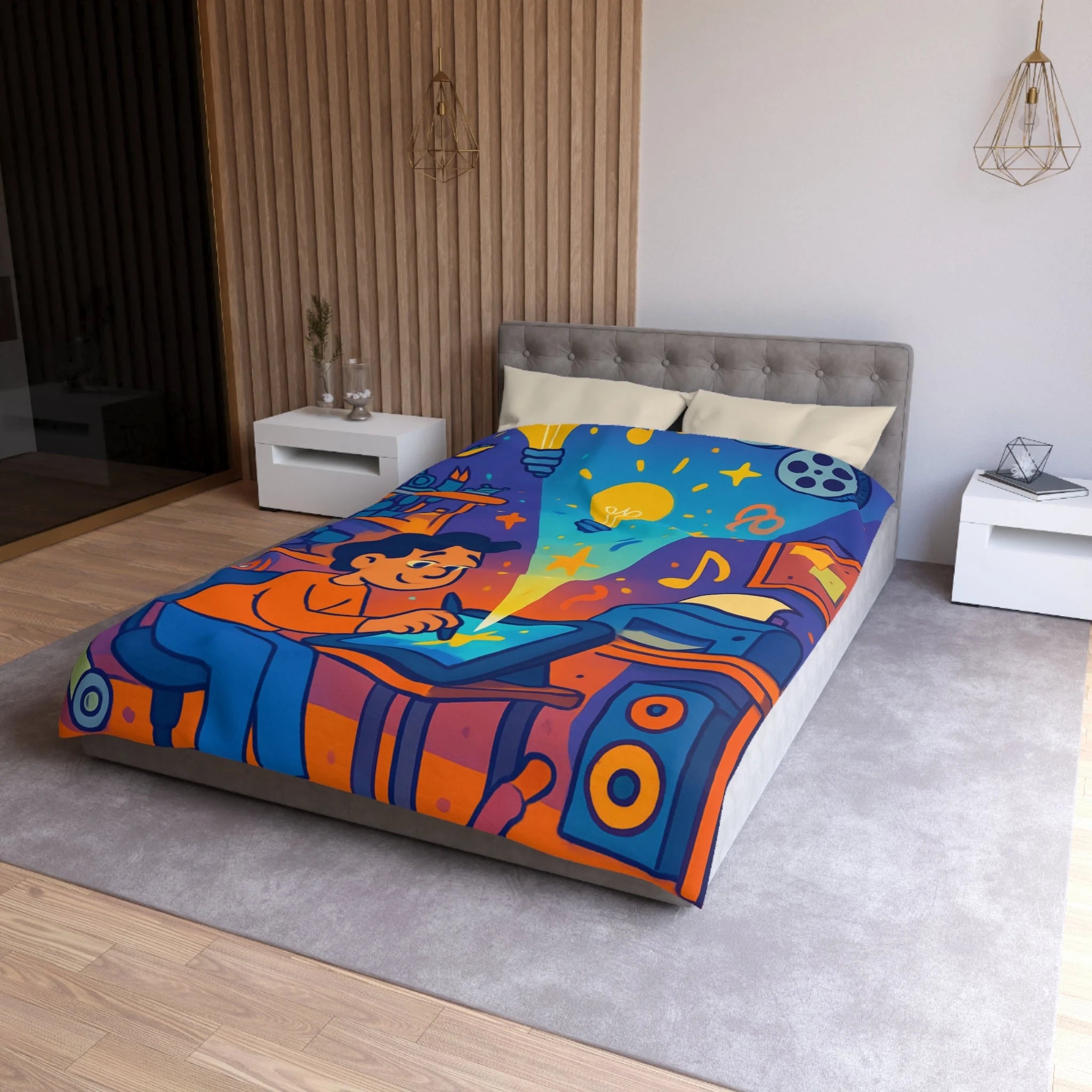 Housse de couette vibrante pour passionnés d'art numérique et créativité éclatante