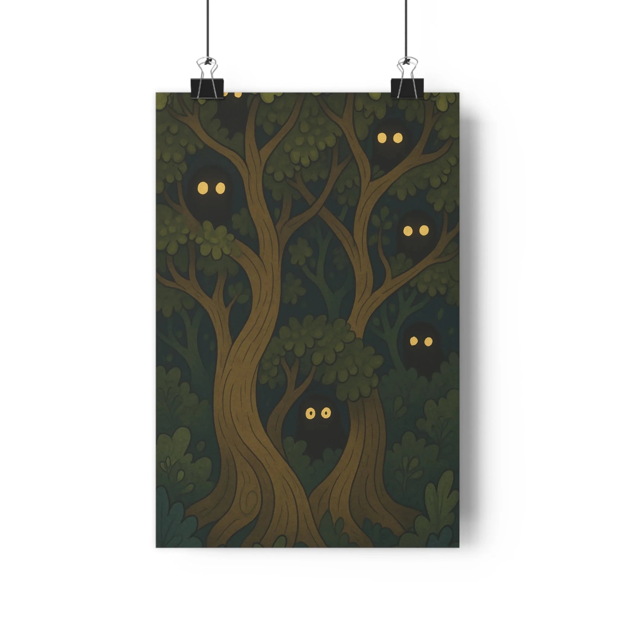 Poster décoratif mystérieux forêt vert sombre cartoon énigmatique chambre détente lecture créature rêveur qualité