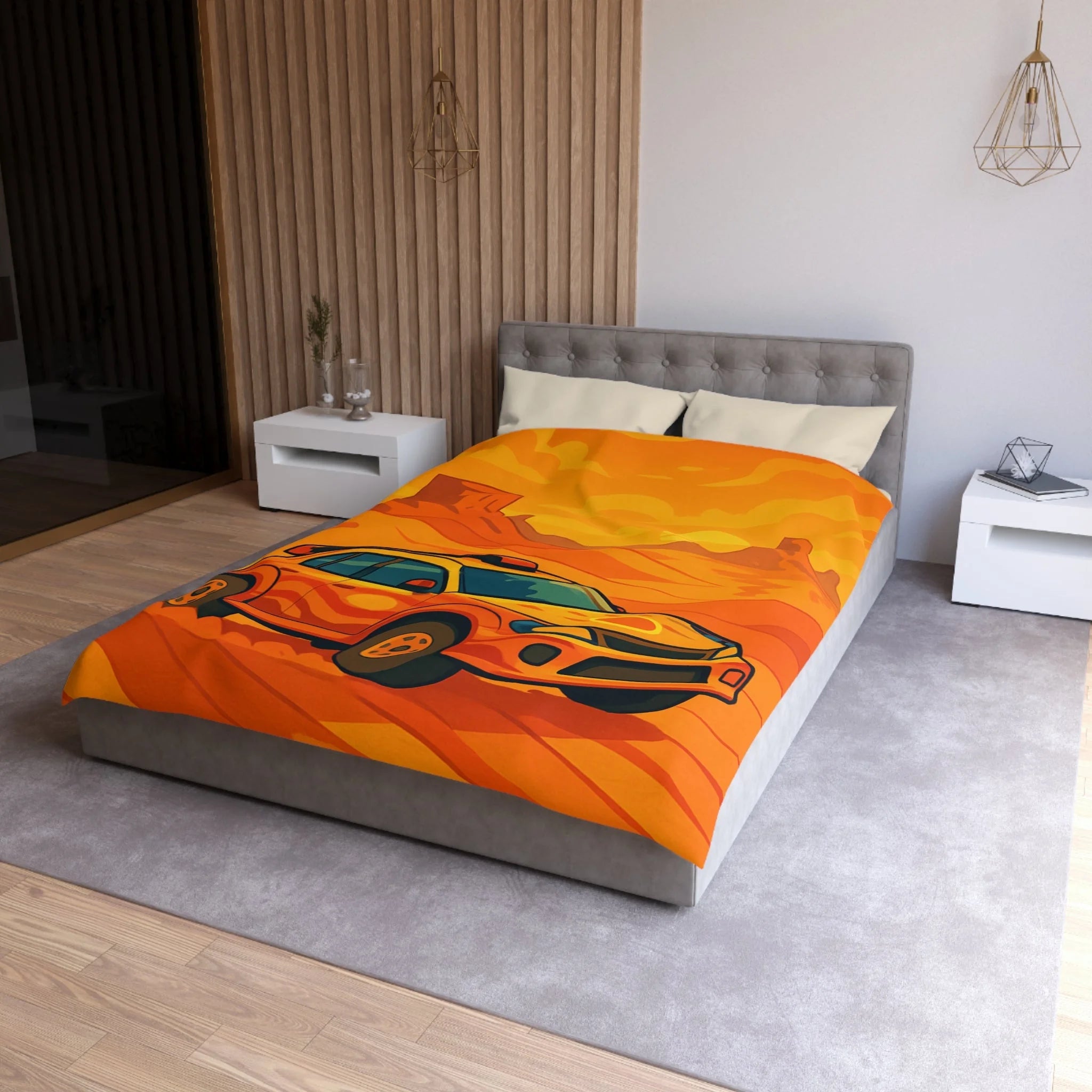 Housse de couette voiture dynamique désert orange ambiance aventure chaleur intense