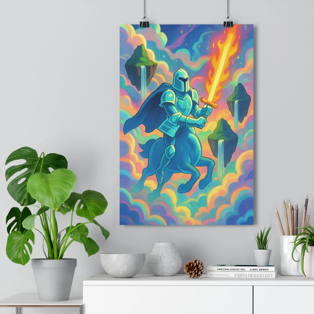 Poster décoratif fantasy épique pastel cartoon chevalier mystique aventure chambre créatif 30x46 vibrant qualité