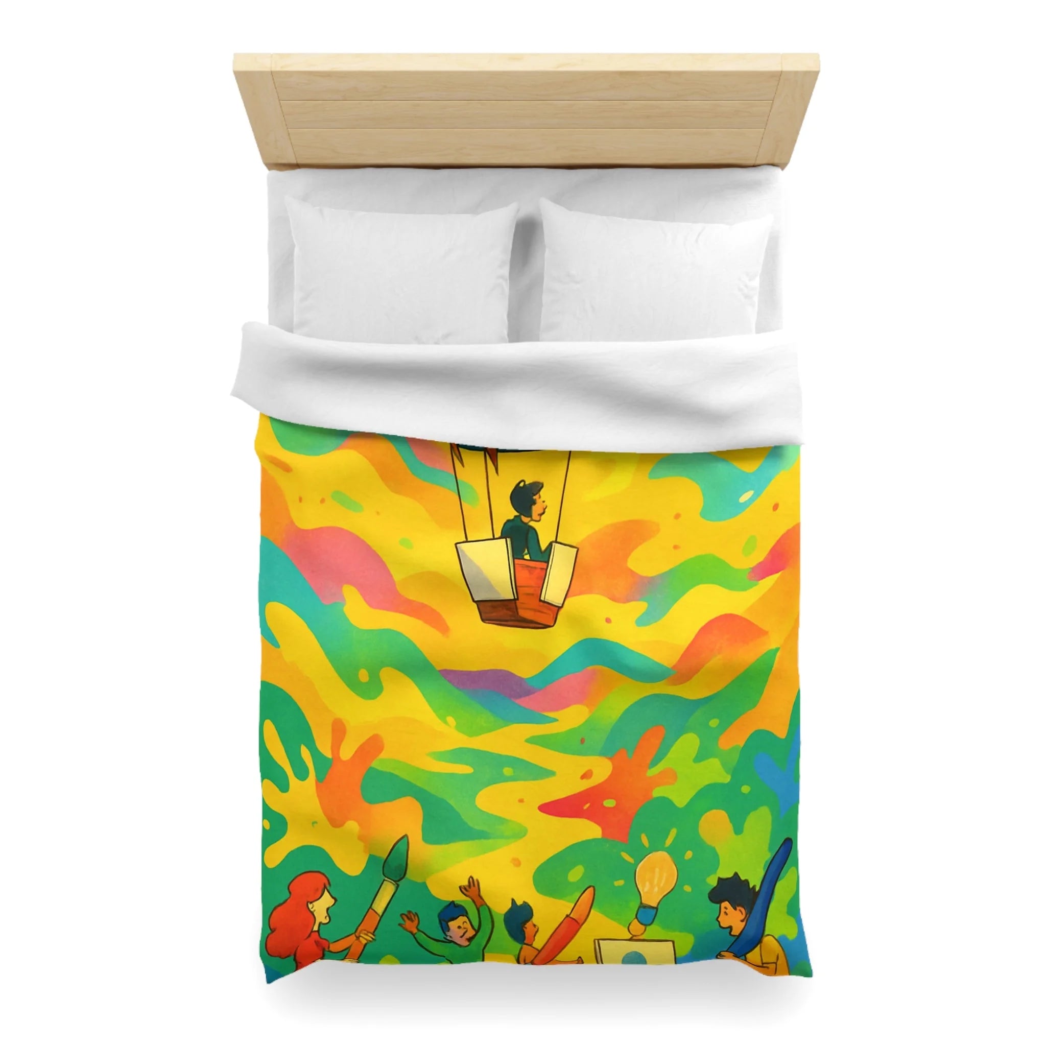 Housse de Couette Microfibre Design Artistique Moderne Décoration Chambre Confort Premium