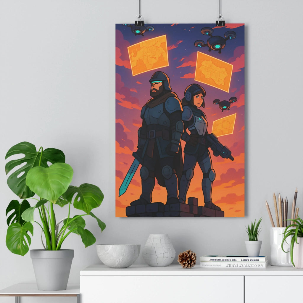 Poster décoratif futuriste animé orange violet mystique chambre gamer pop culture dynamique 30x46 qualité