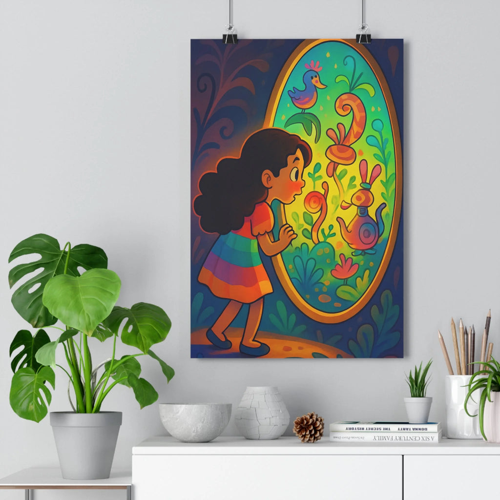 Poster décoratif multicolore cartoon mystique aventure enfant chambre salon nature magique vibrant rêveur fascinant