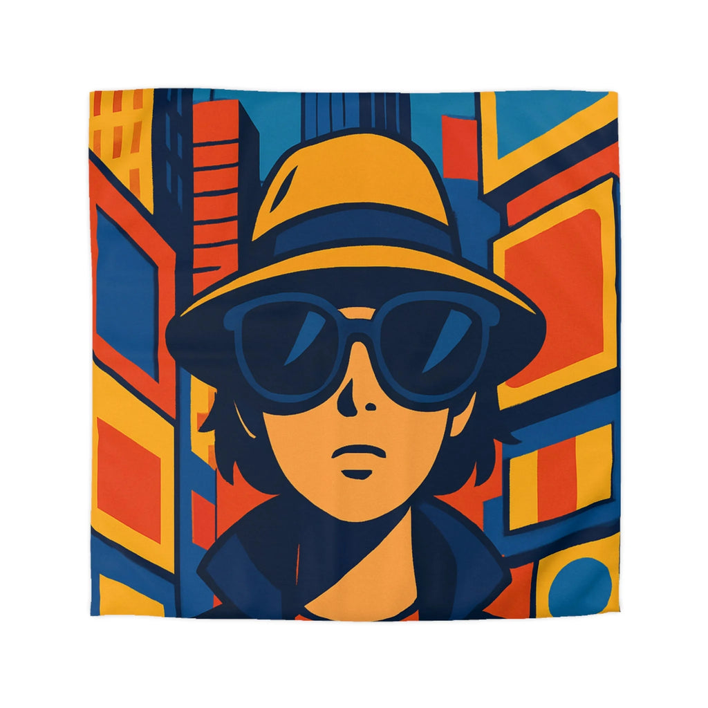 Housse de couette moderne avec motif urbain rétro pop art aux couleurs vibrantes
