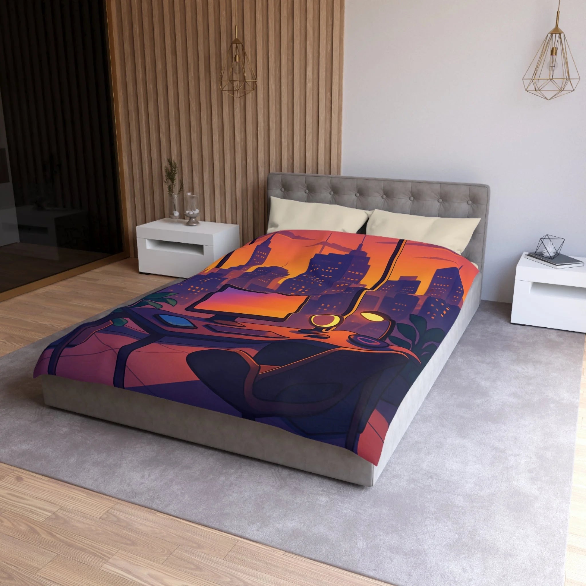 Housse de Couette Microfibre Design Artistique Moderne Décoration Chambre Confort Premium