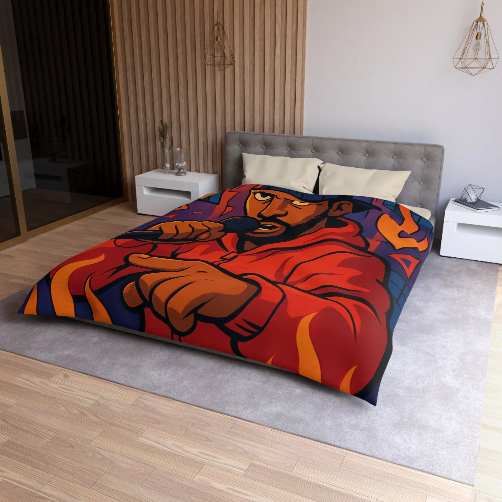 Housse de Couette Microfibre Motif Créatif Original Style Contemporain Chambre Élégante