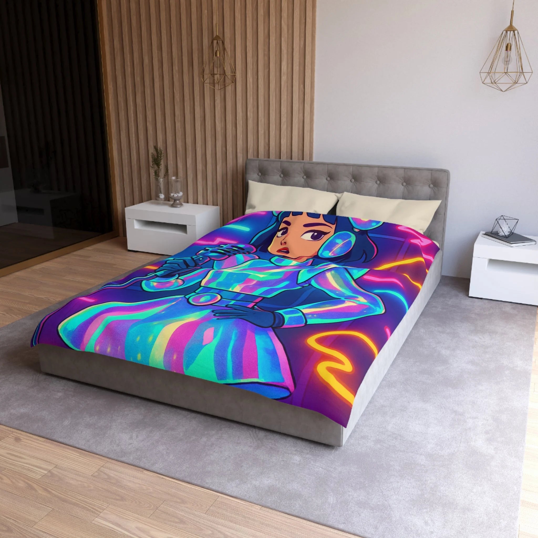 Housse de Couette Microfibre Design Artistique Moderne Décoration Chambre Confort Premium