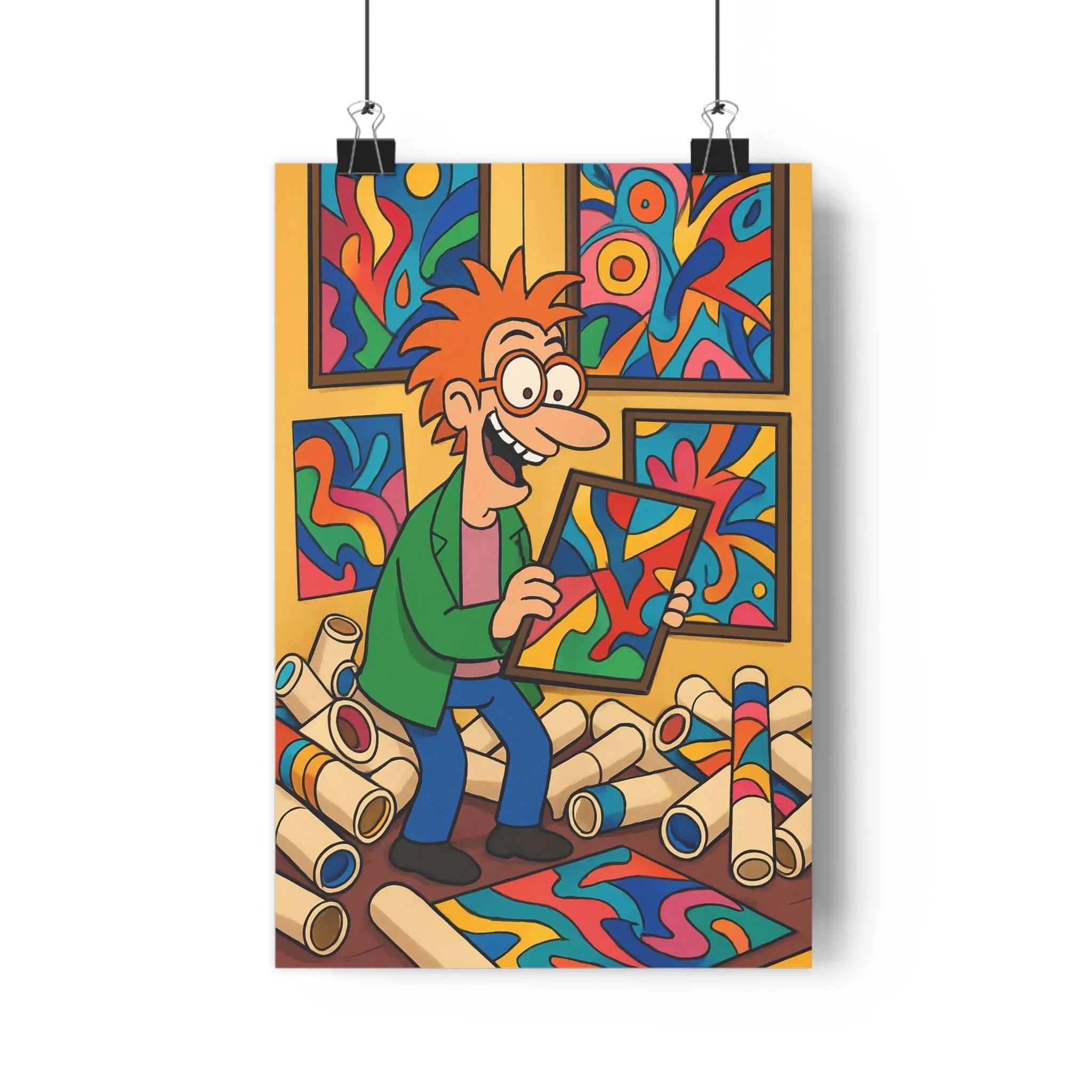 Poster décoratif animé joyeux dynamique abstrait couleurs vives salon chambre bureau 30x46 intérieur vibrant