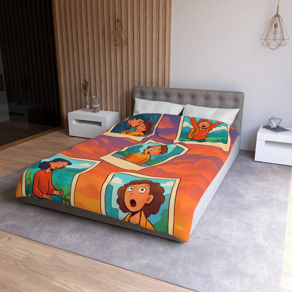 Housse de Couette Microfibre Motif Créatif Original Style Contemporain Chambre Élégante