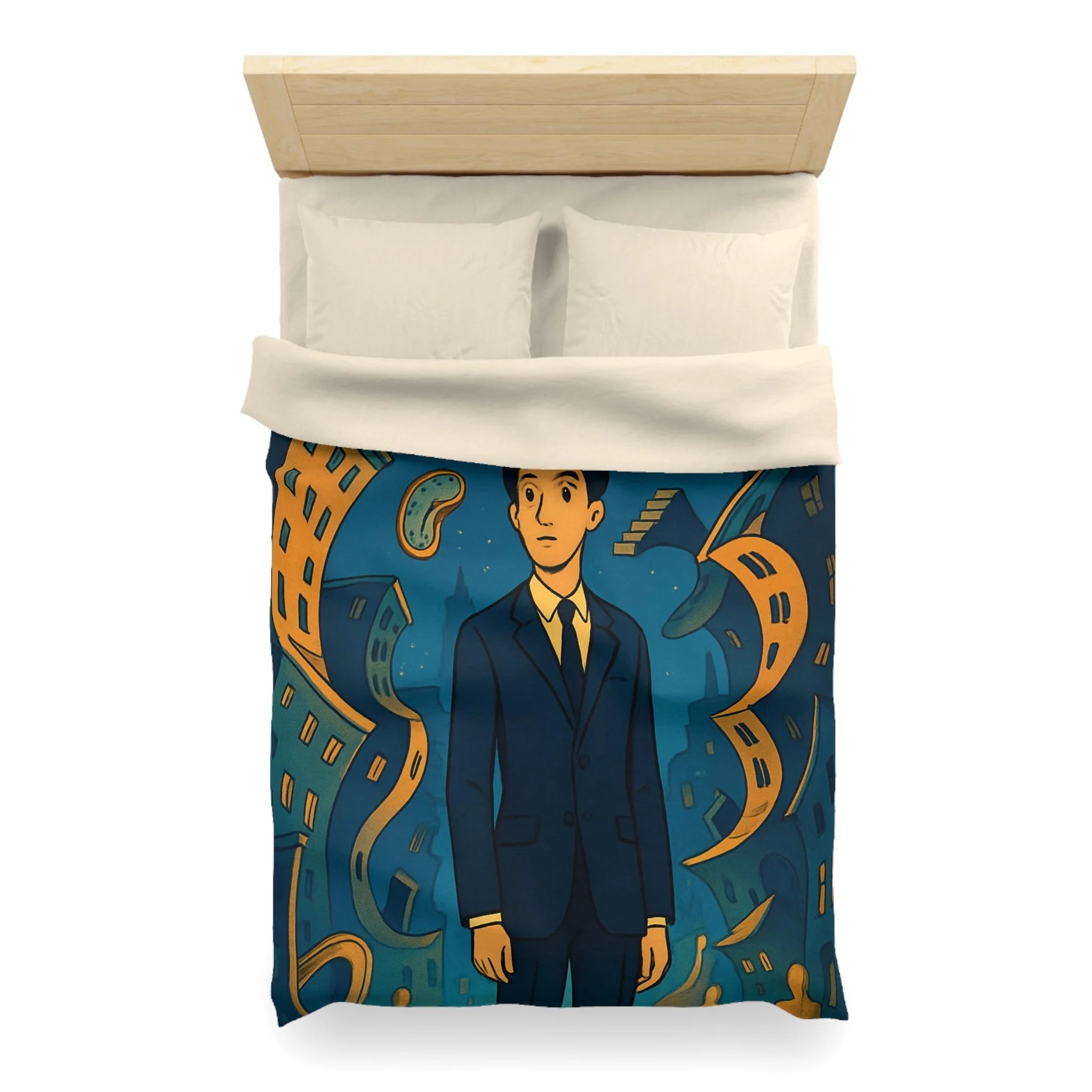 Housse de Couette Microfibre Motif Créatif Original Style Contemporain Chambre Élégante