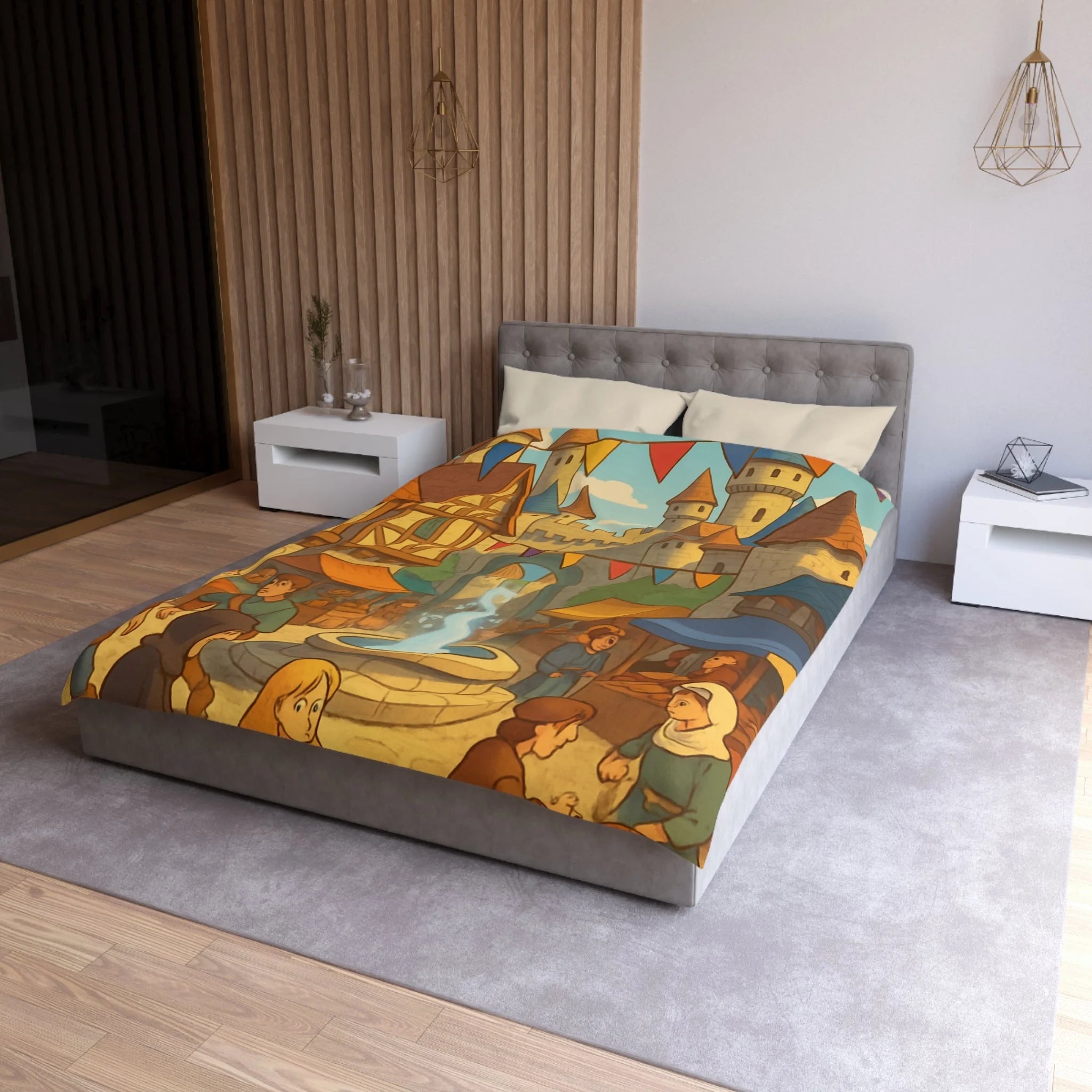 Housse de Couette Microfibre Design Artistique Moderne Décoration Chambre Confort Premium