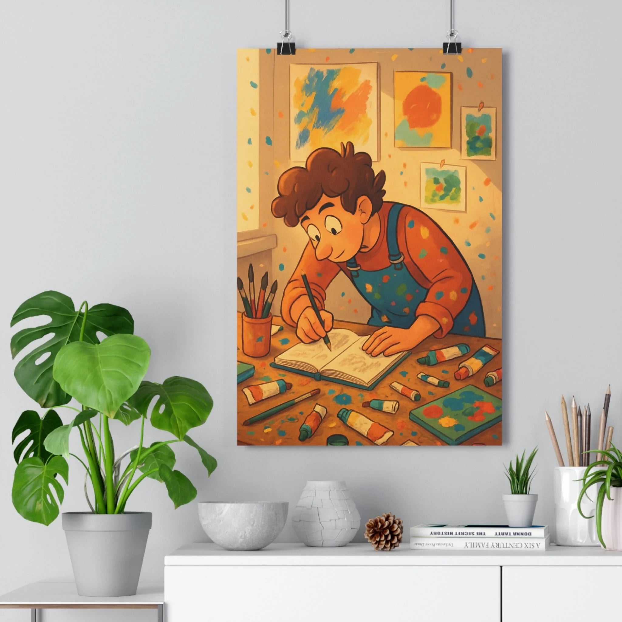 Poster décoratif cartoon artistique créatif enfant joyeux coloré chaud salon chambre inspiration peinture atelier