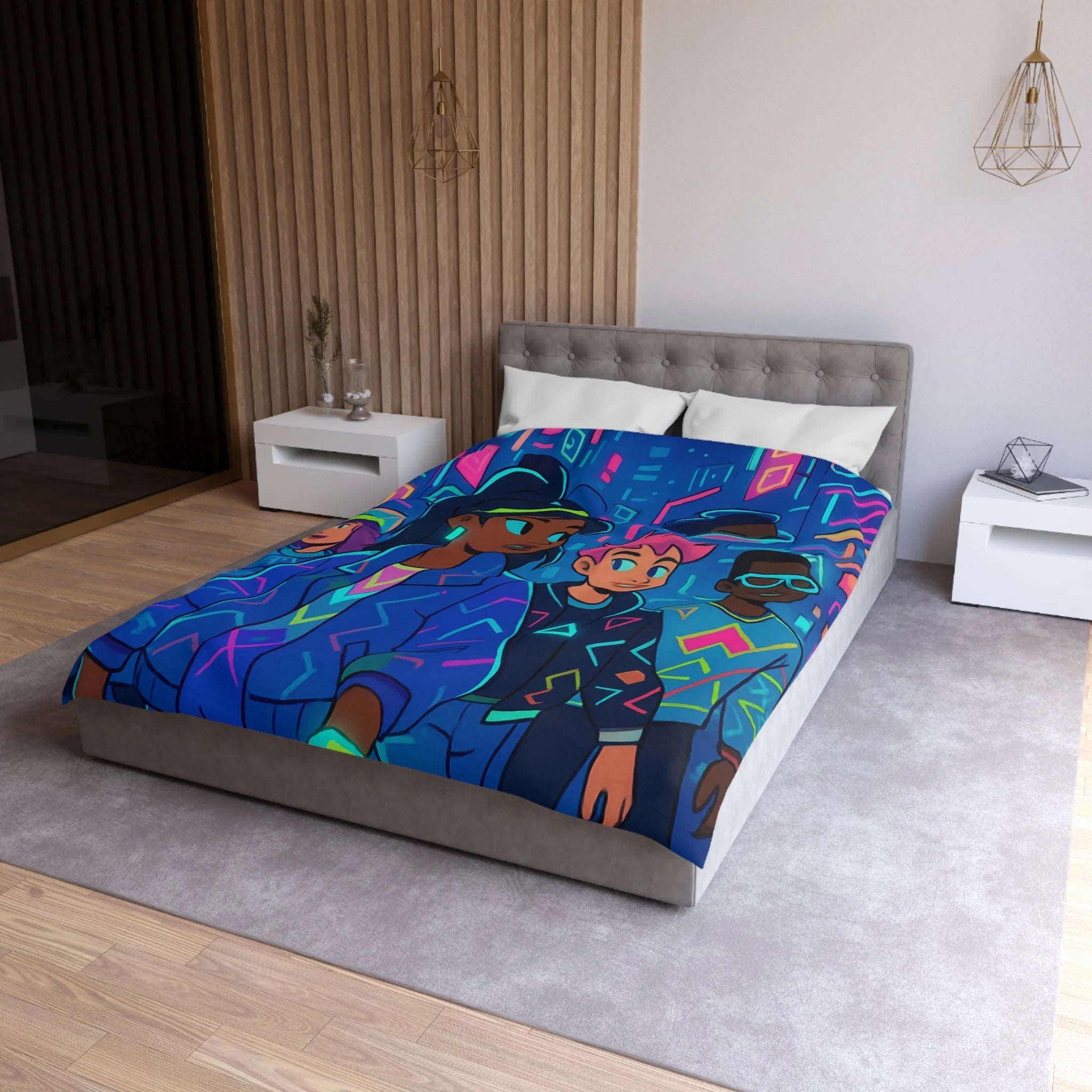 Housse de Couette Microfibre Illustration Unique Design Moderne Décoration Intérieure Raffinée