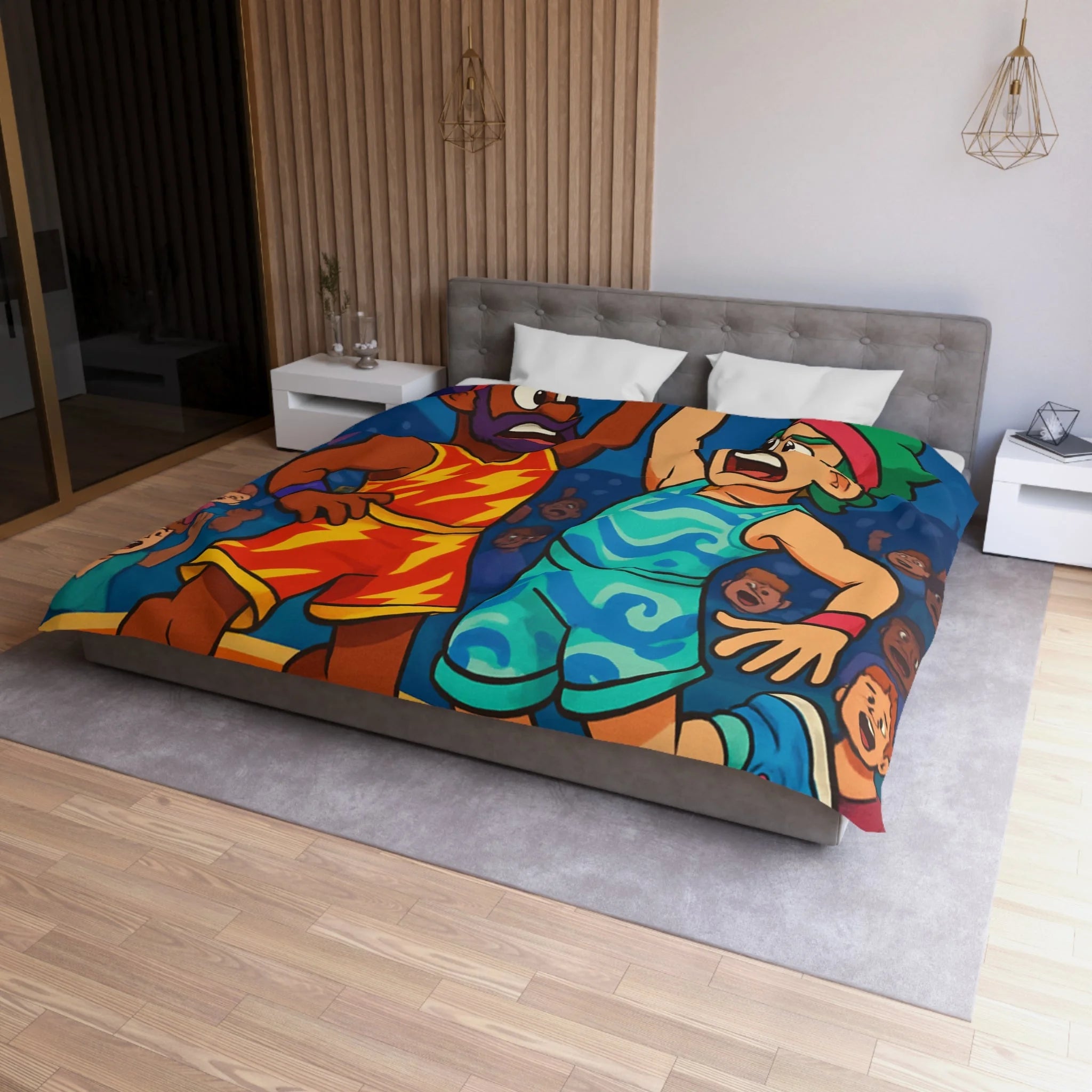Housse de Couette Microfibre Illustration Unique Design Moderne Décoration Intérieure Raffinée