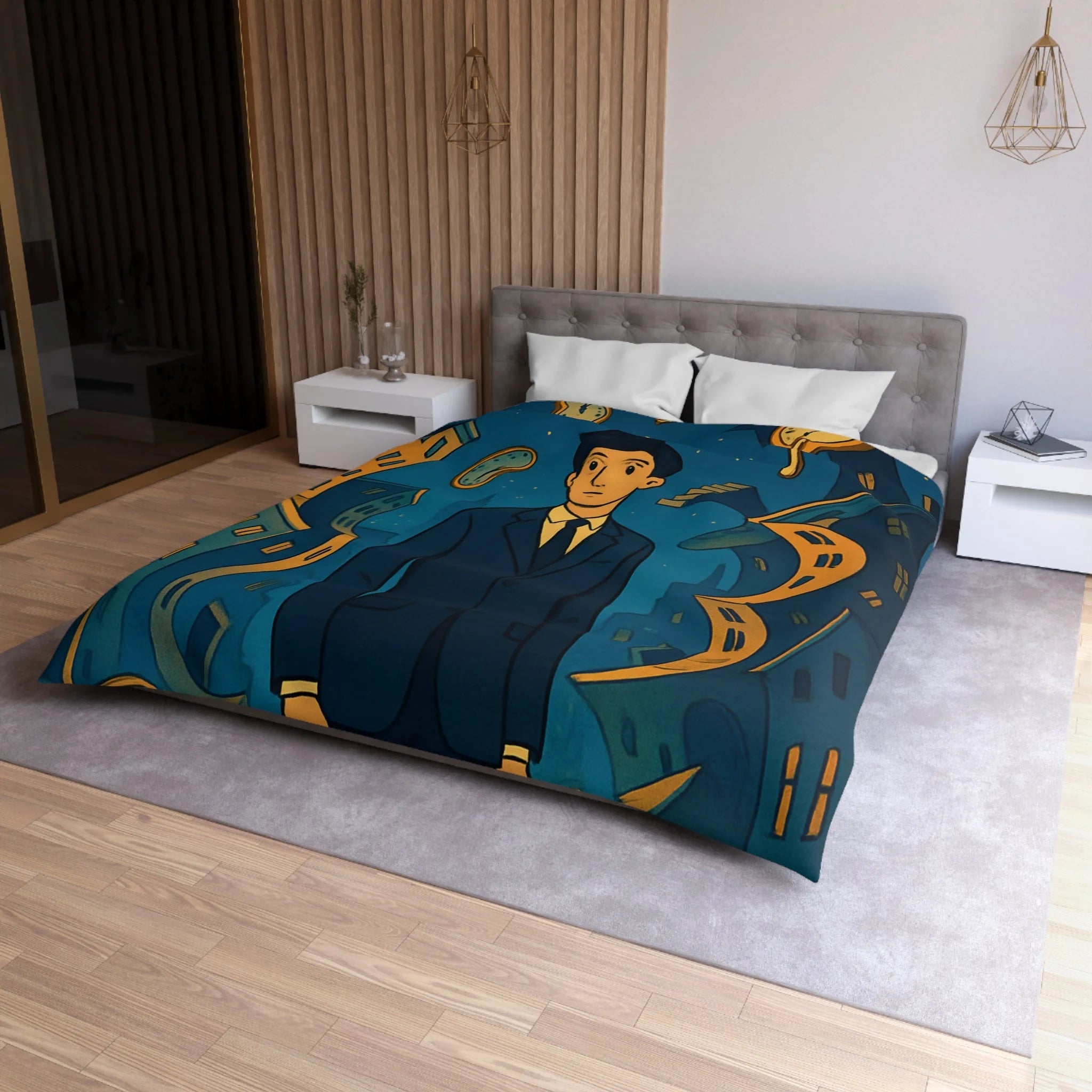 Housse de Couette Microfibre Motif Créatif Original Style Contemporain Chambre Élégante
