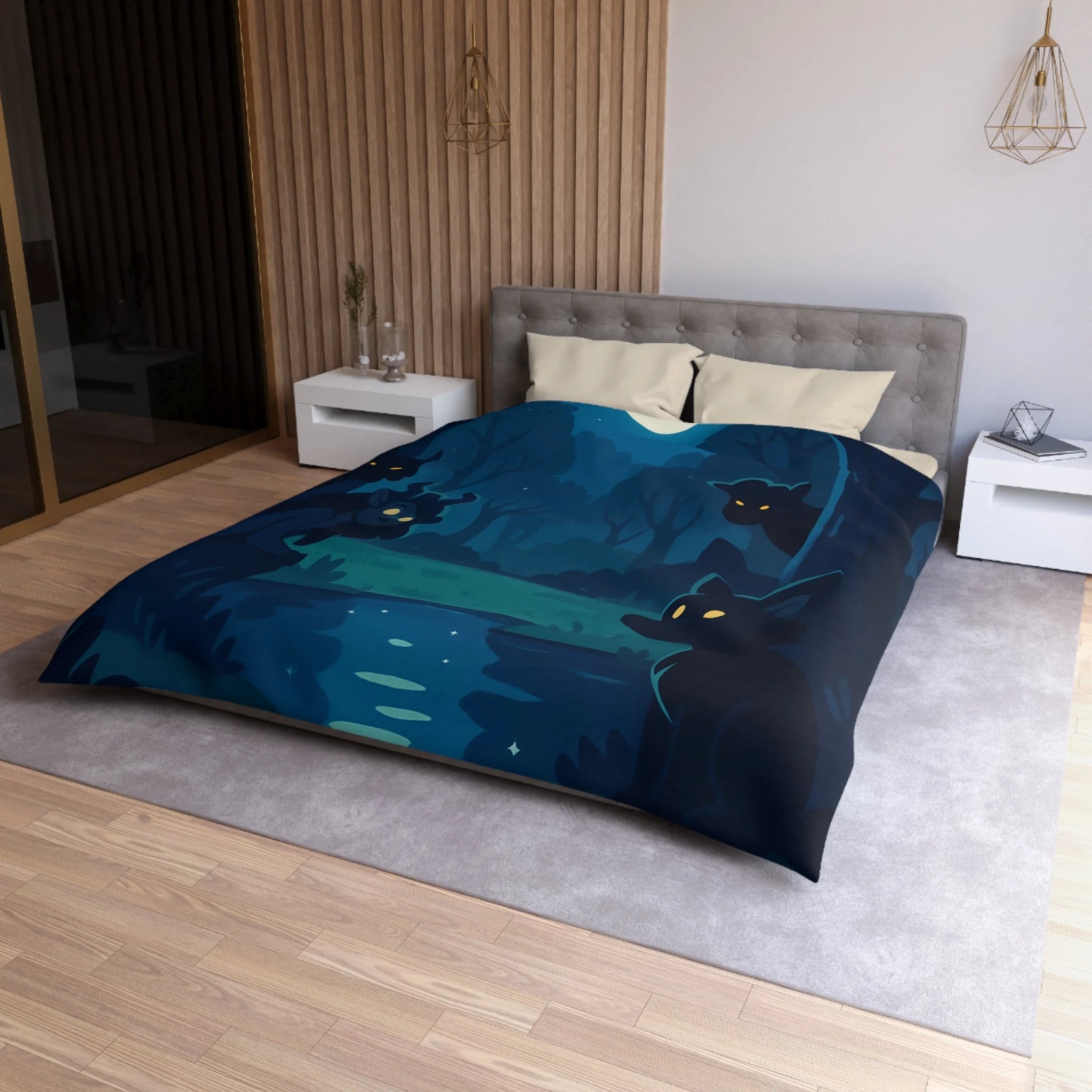 Housse de Couette Microfibre Illustration Unique Design Moderne Décoration Intérieure Raffinée