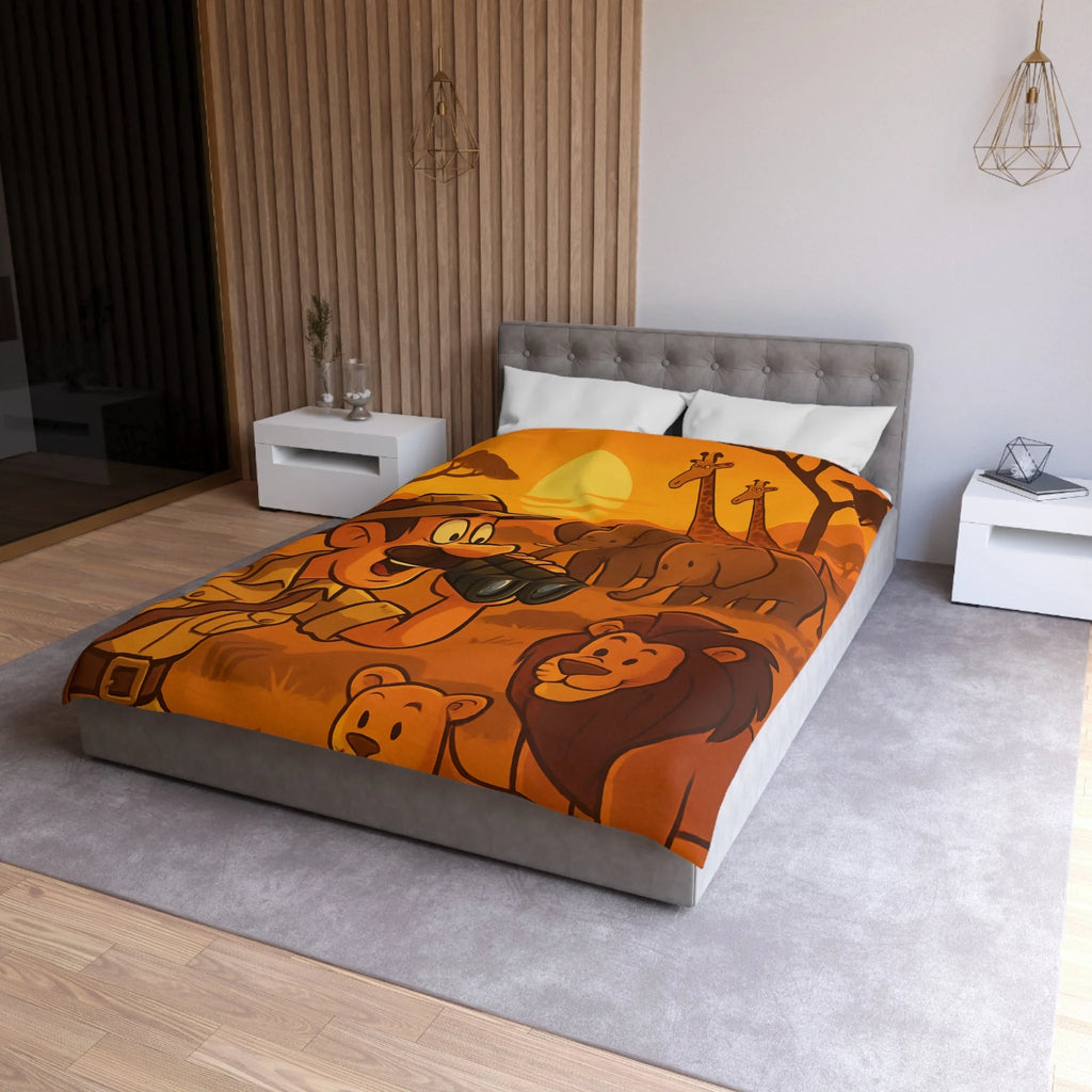 Housse de couette safari au coucher de soleil avec animaux d'Afrique pour enfants