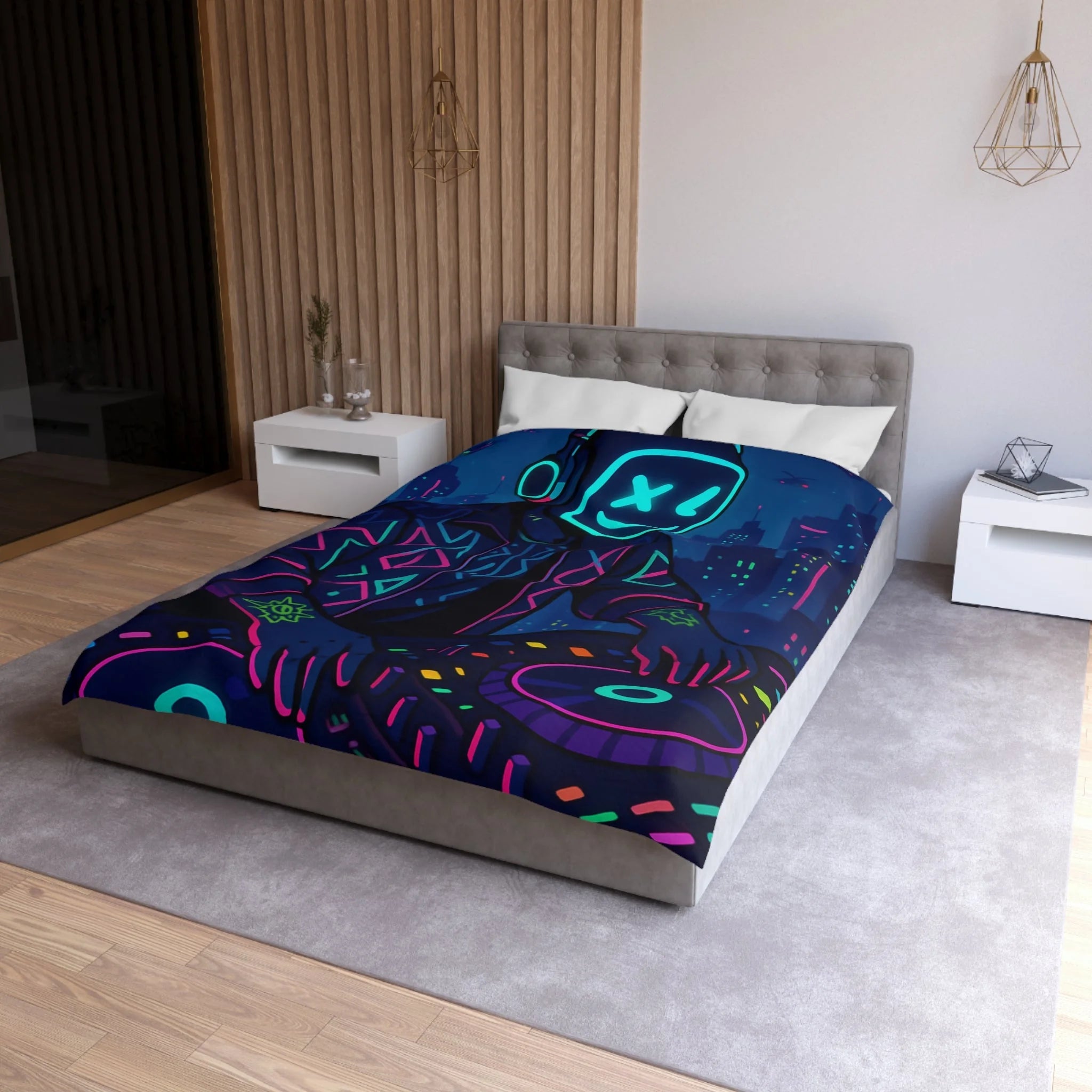 Housse de Couette Microfibre Motif Créatif Original Style Contemporain Chambre Élégante