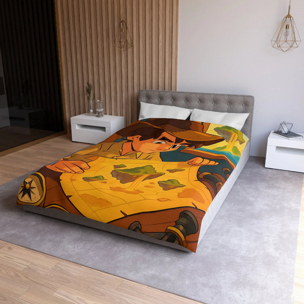 Housse de couette motif trésor aventure jungle carte montagne flotter chambre enfant