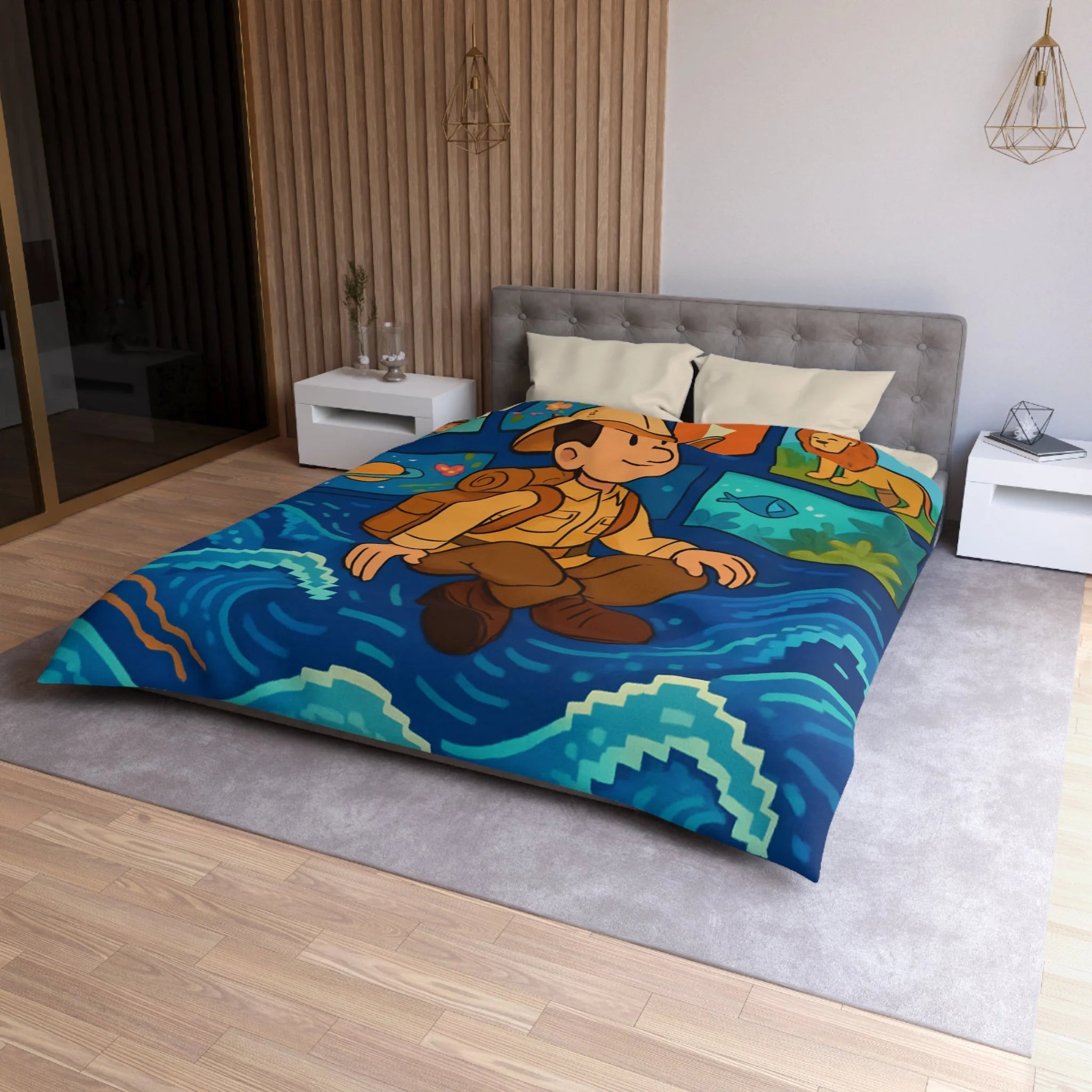 Housse de Couette Microfibre Illustration Unique Design Moderne Décoration Intérieure Raffinée