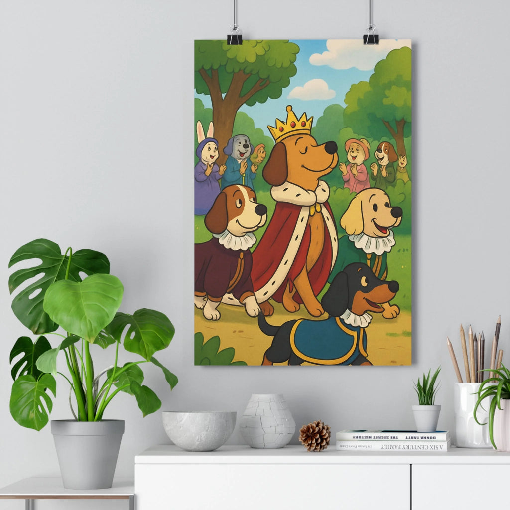 Poster décoratif cartoon coloré joyeux animaux chien enfants salon chambre mur amusant original vibrant