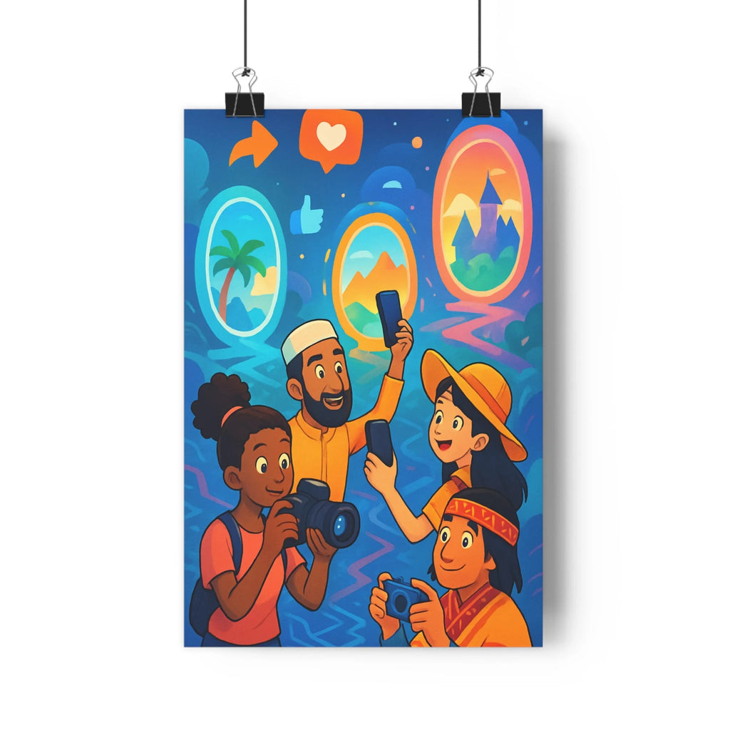 Poster décoratif aventure animé coloré dynamique joyeux smartphone appareil photo salon chambre bureau numérique