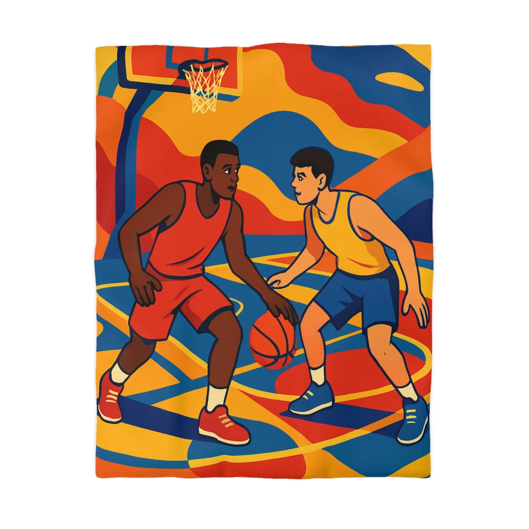 Idée Housse de Couette Basketball Colorée Style Rétro Dynamique pour Chambre Sportive