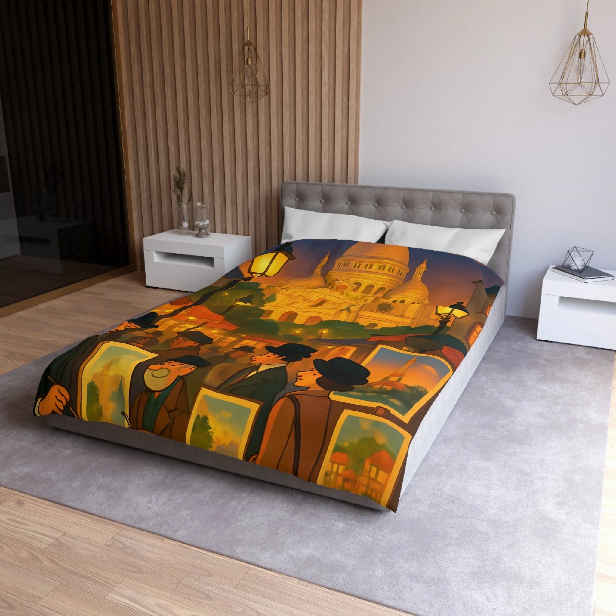 Housse de Couette Microfibre Illustration Unique Design Moderne Décoration Intérieure Raffinée