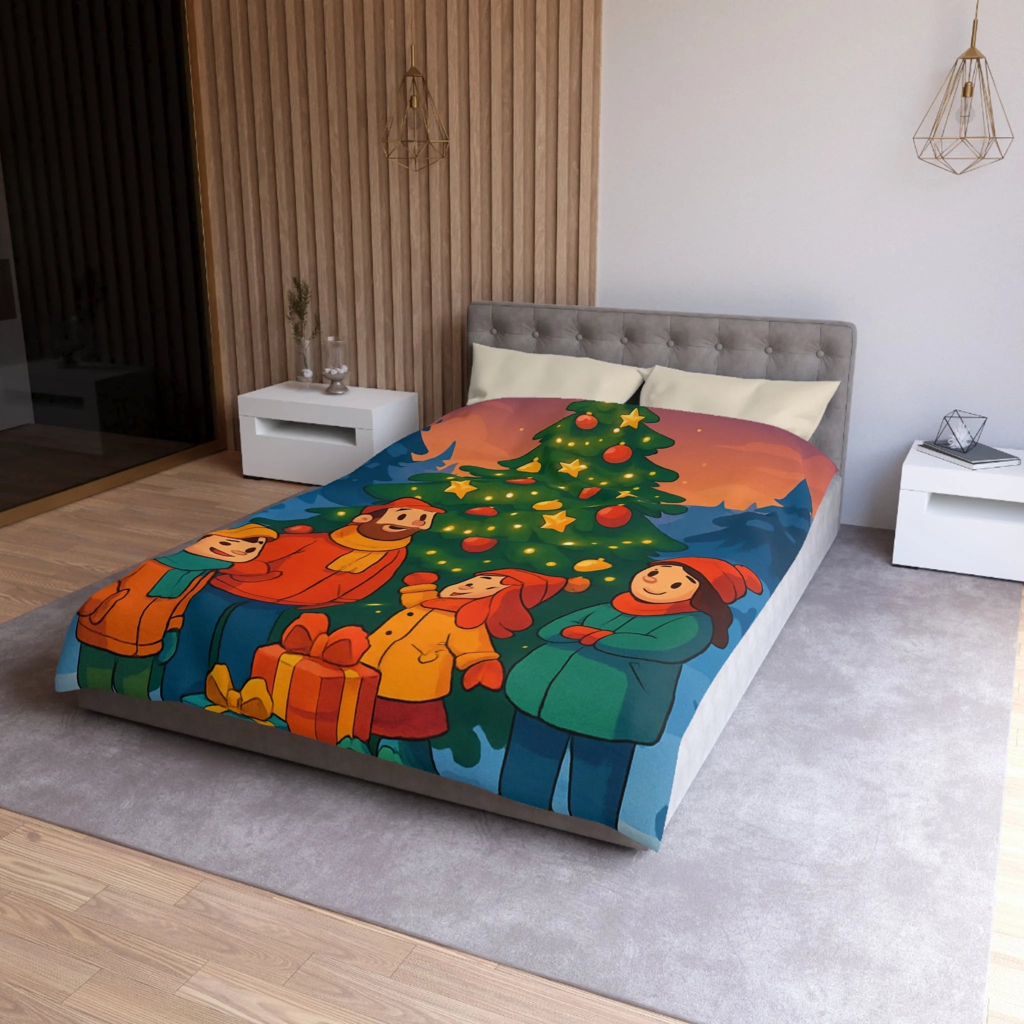 Housse de Couette Microfibre Illustration Unique Design Moderne Décoration Intérieure Raffinée