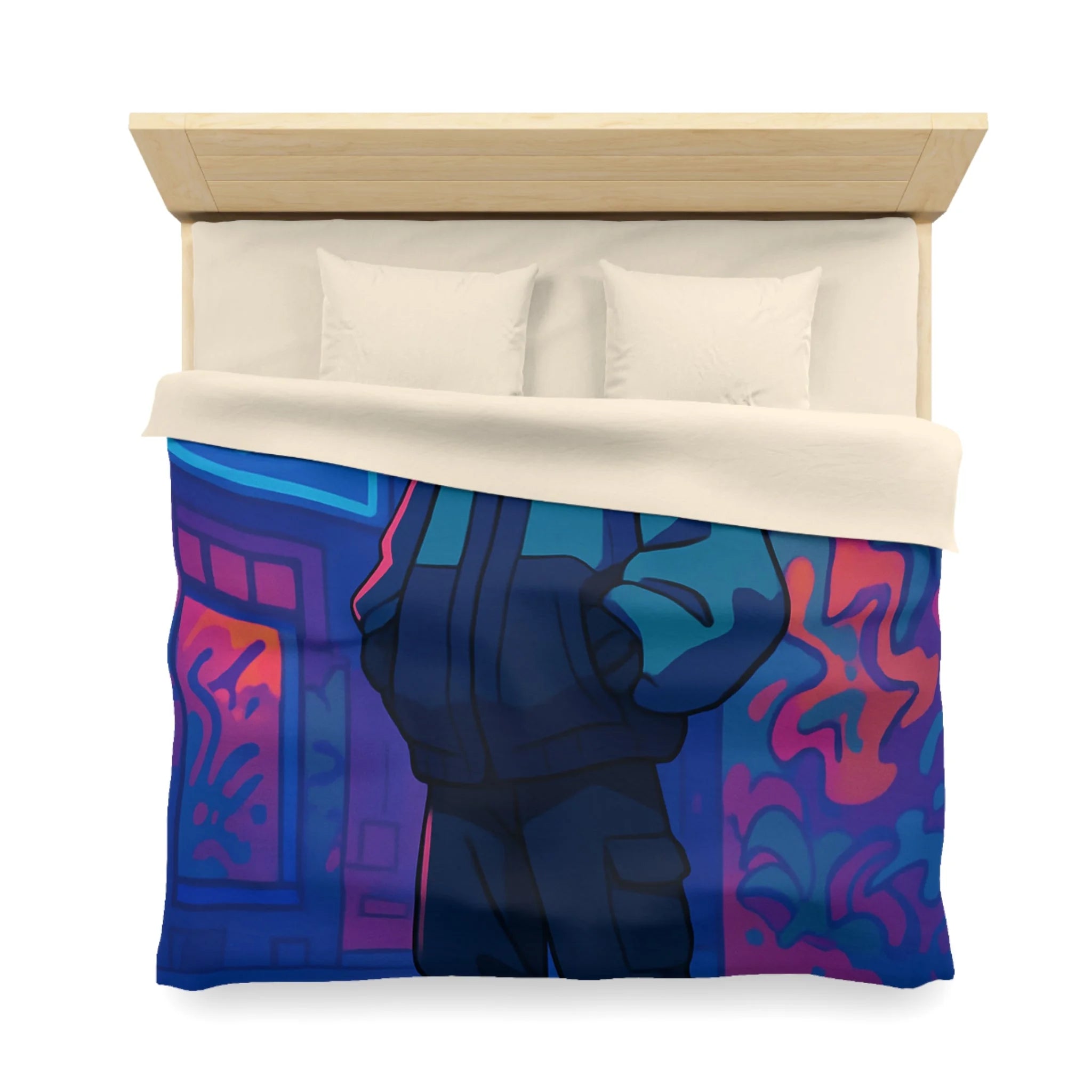 Housse de couette urbaine moderne avec design graffiti et style artistique coloré