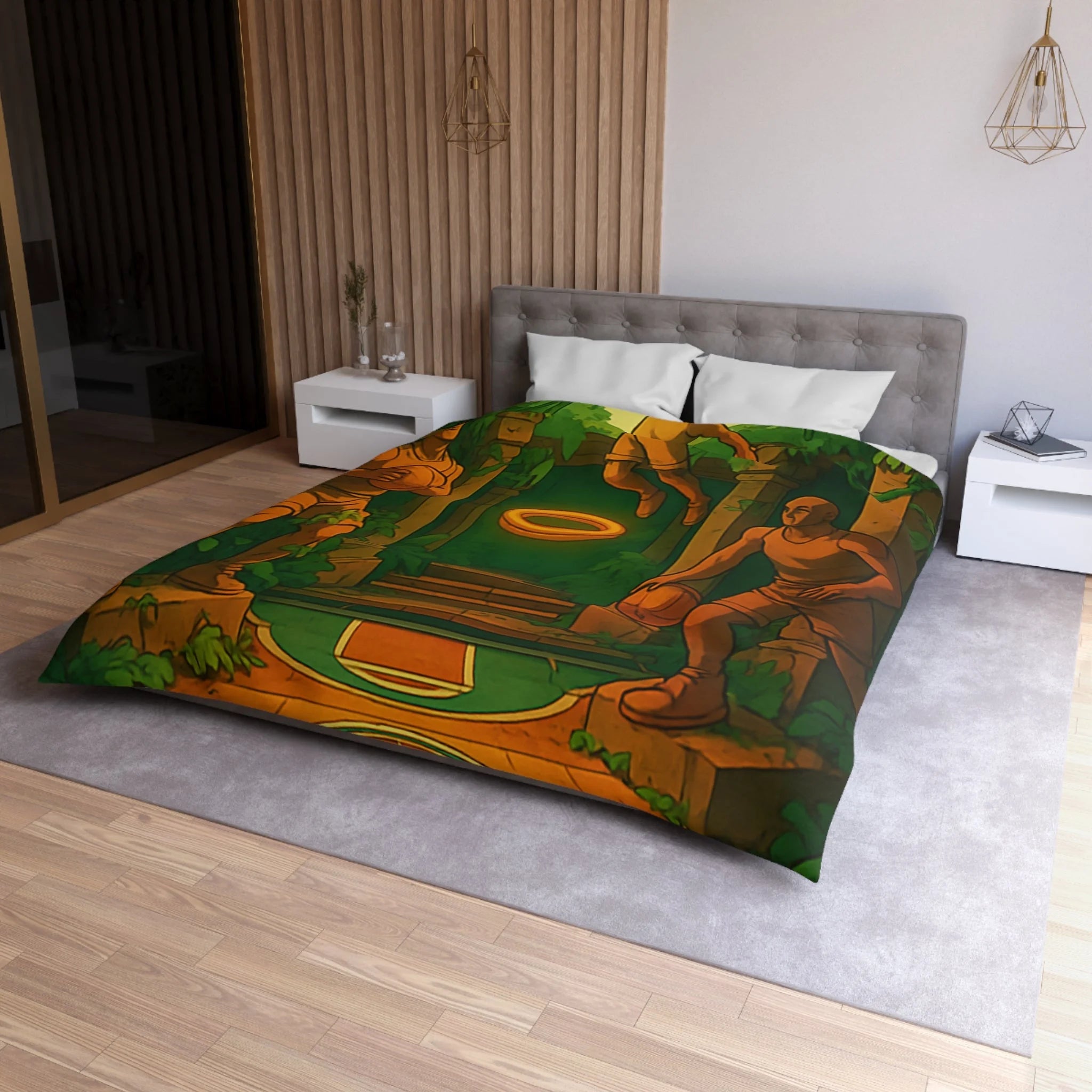 Housse de Couette Microfibre Illustration Unique Design Moderne Décoration Intérieure Raffinée